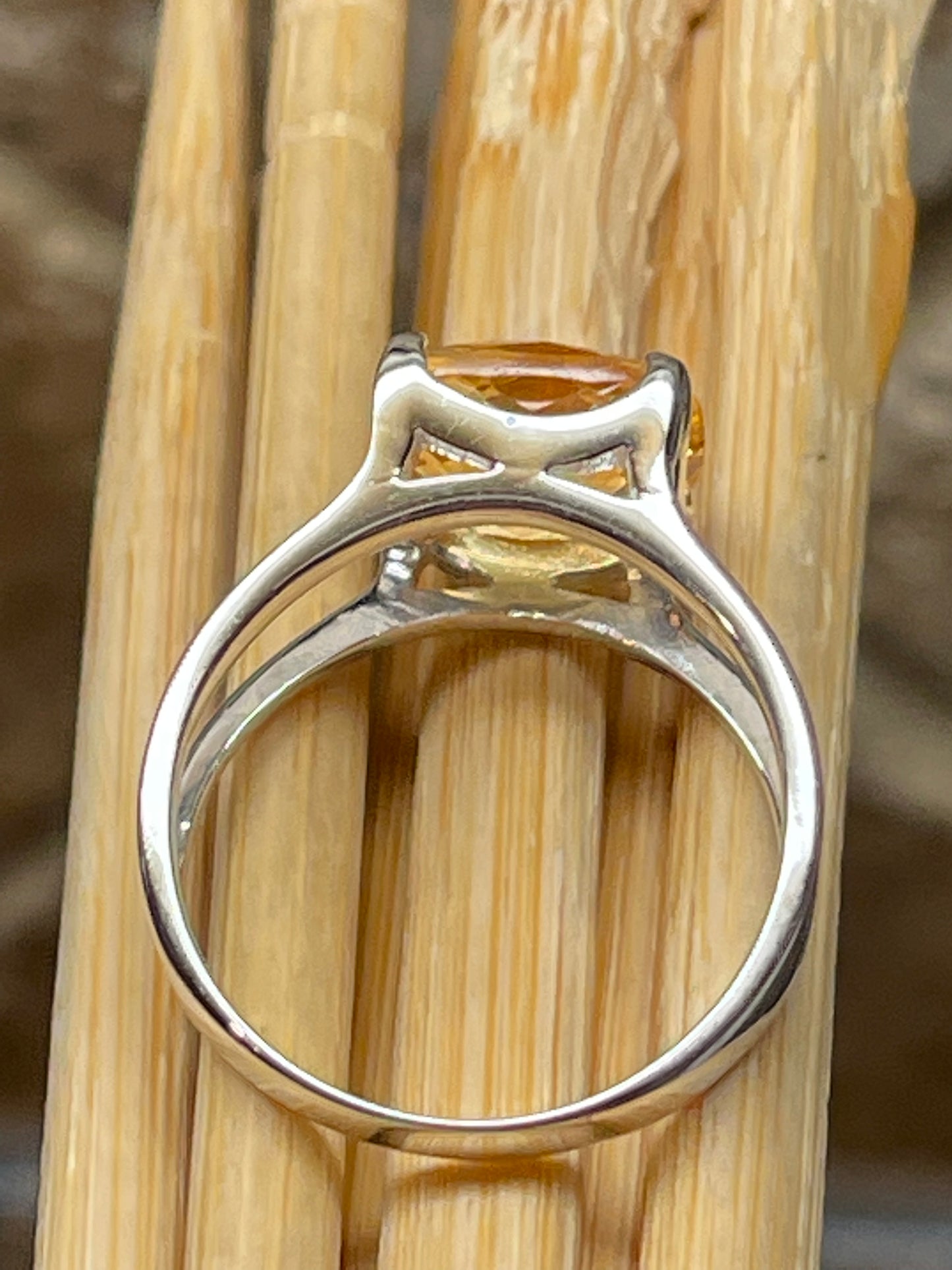 Natural 2.5ct Golden Citrine 925 Solid Sterling Silver Ring Size 6, 7, 8, 9 - Natural Rocks by Kala