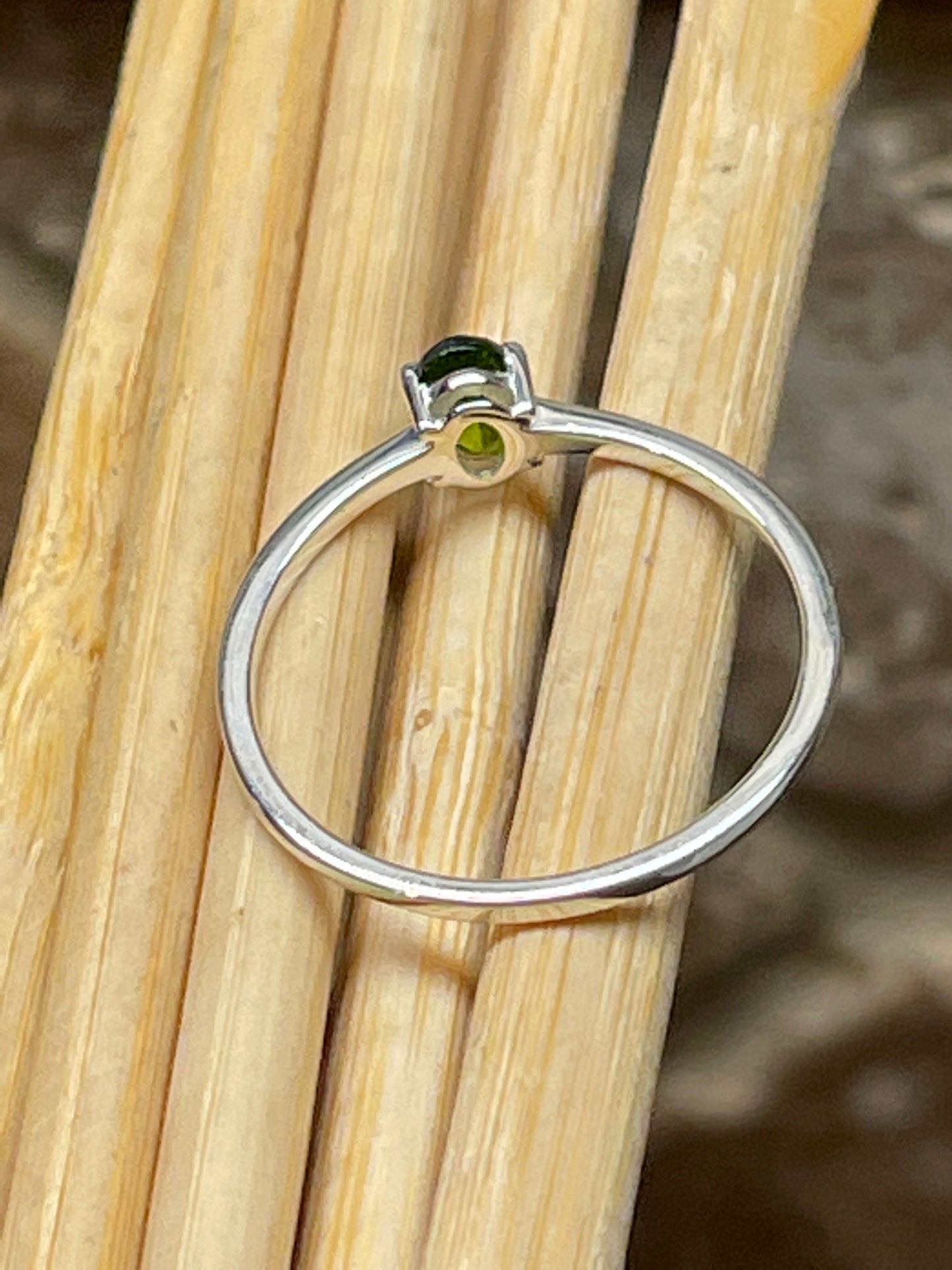 Natural Green Chrome Diopside 925 Solid Sterling Silver Engagement Ring Size 6, 7, 8, 9 - Natural Rocks by Kala