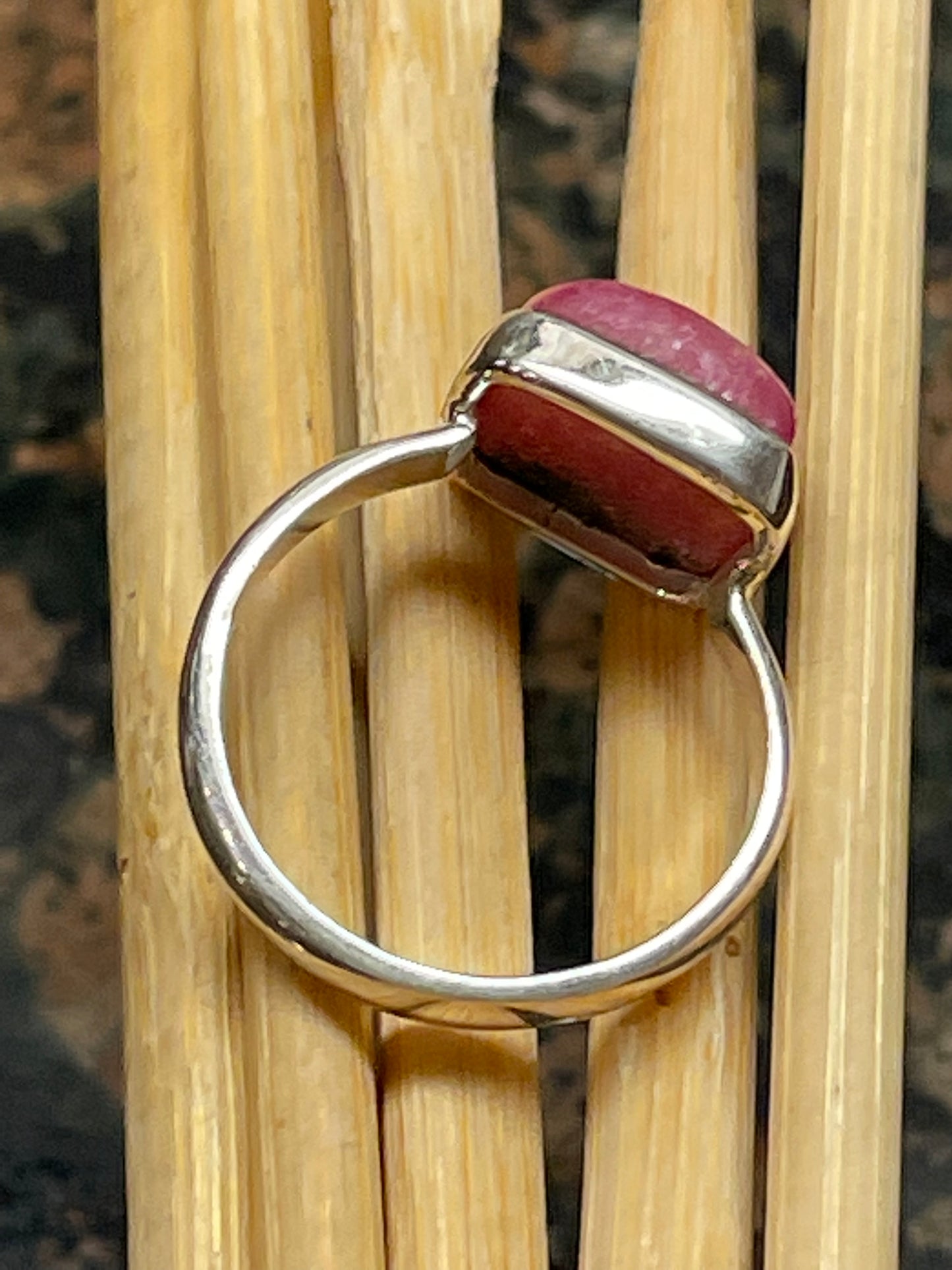 Natural Pink Rhodonite 925 Solid Sterling Silver Ring Size 10.75 - Natural Rocks by Kala