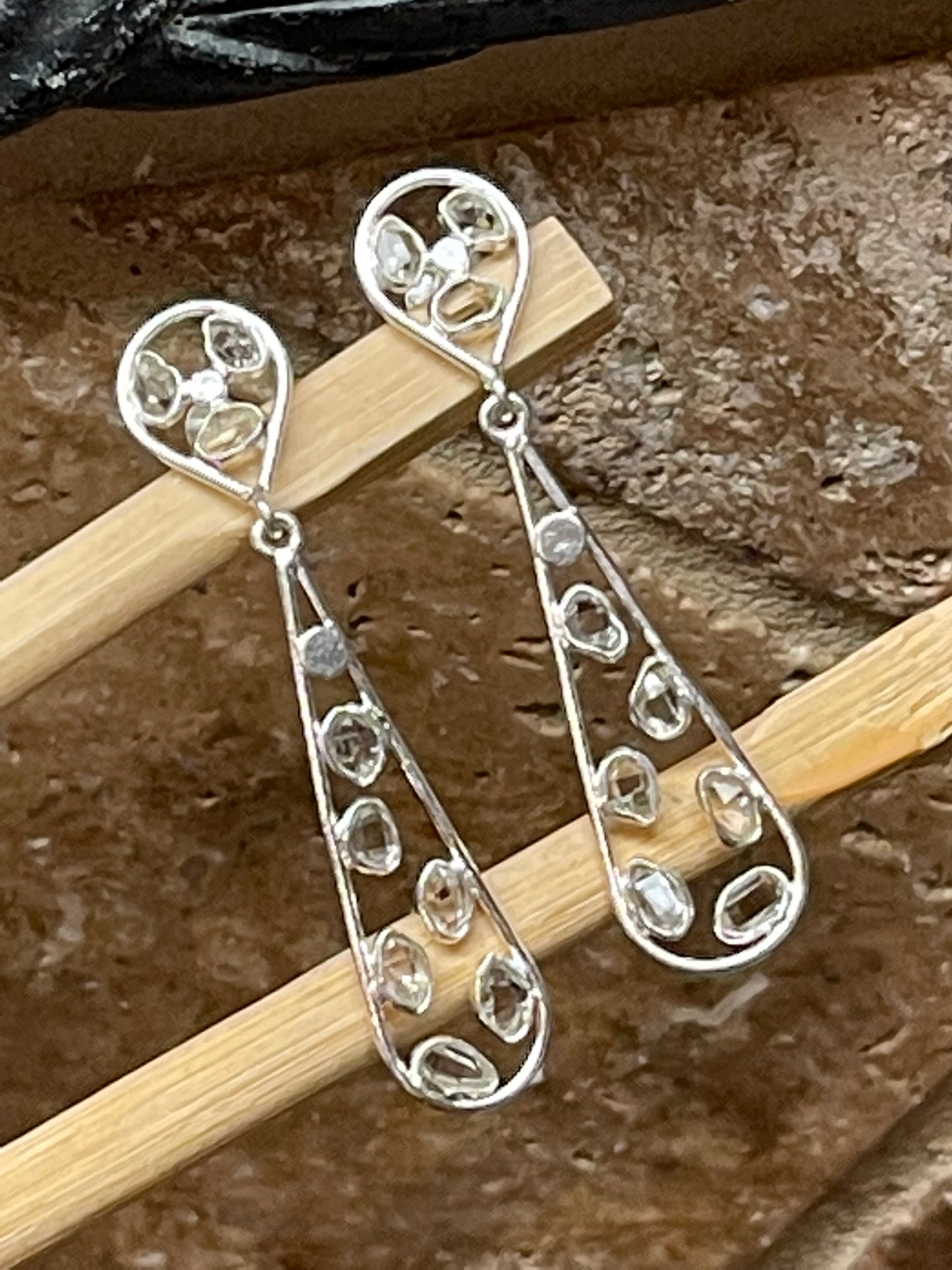 Natural Herkimer Diamond 925 Solid Sterling Silver Earrings 50mm - Natural Rocks by Kala