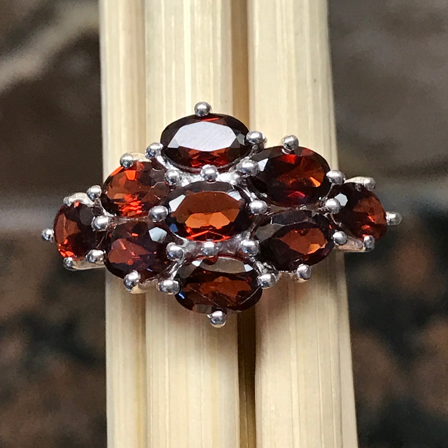 Natural 9ct Pyrope Garnet 925 Solid Sterling Silver Ring Size 6, 7, 8, 9 - Natural Rocks by Kala