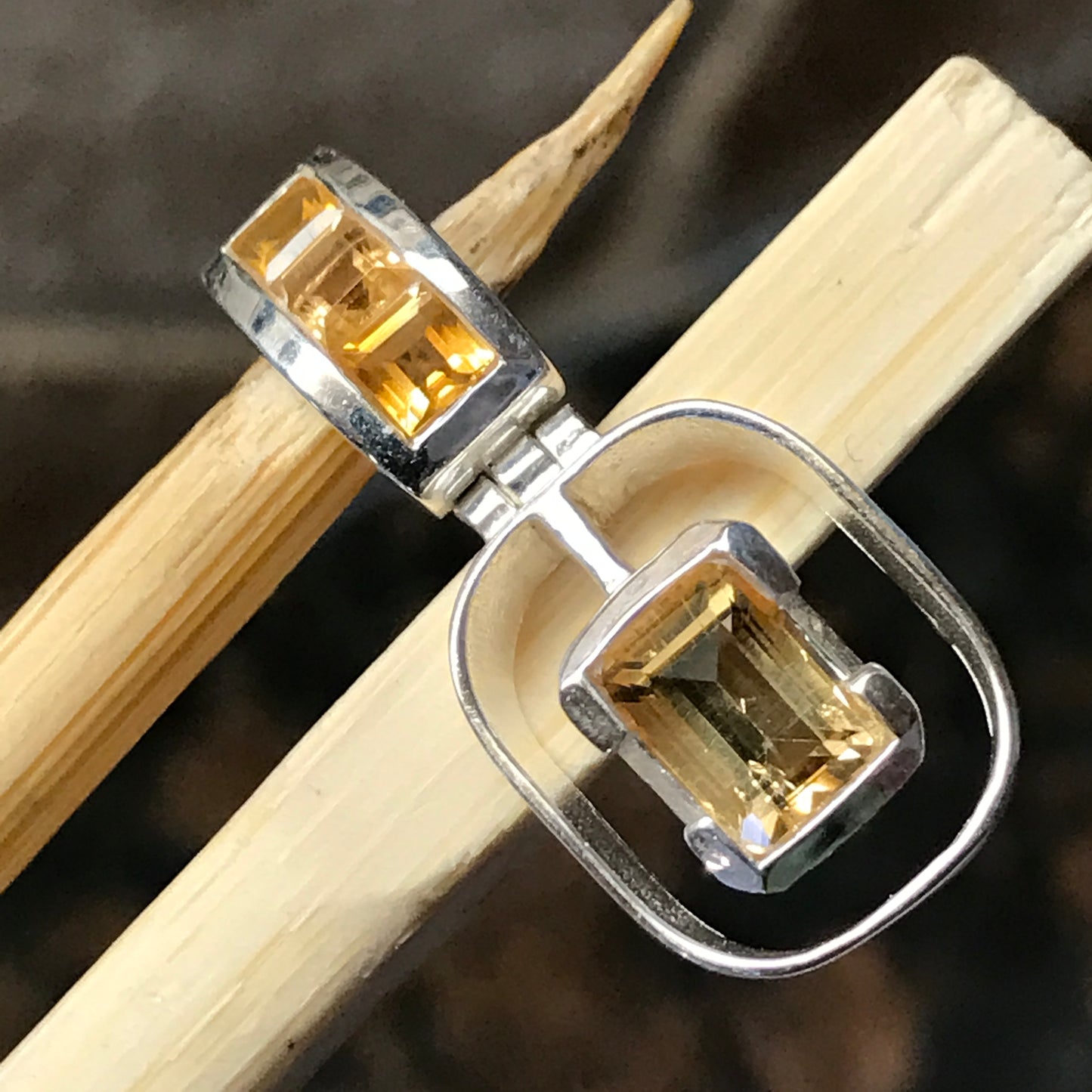 Genuine 2ct Golden Citrine 925 Solid Sterling Silver Pendant 25mm - Natural Rocks by Kala
