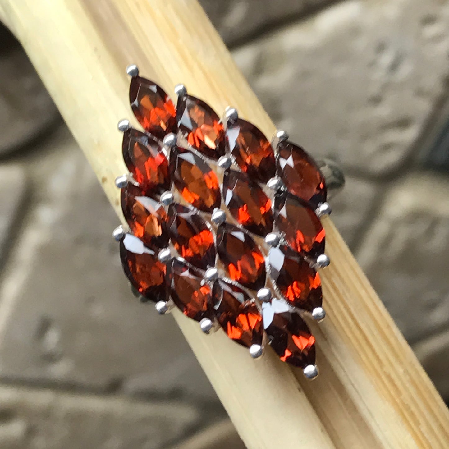Natural 8ct Pyrope Garnet 925 Solid Sterling Silver Ring Size 6, 7, 8, 9 - Natural Rocks by Kala