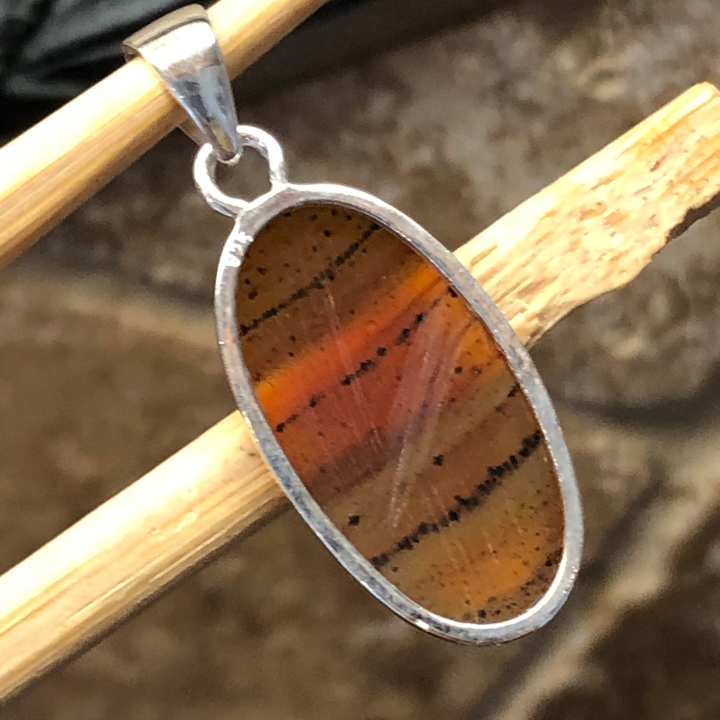 Natural Montana Moss Agate 925 Sterling Silver Scenic Pendant 35mm - Natural Rocks by Kala