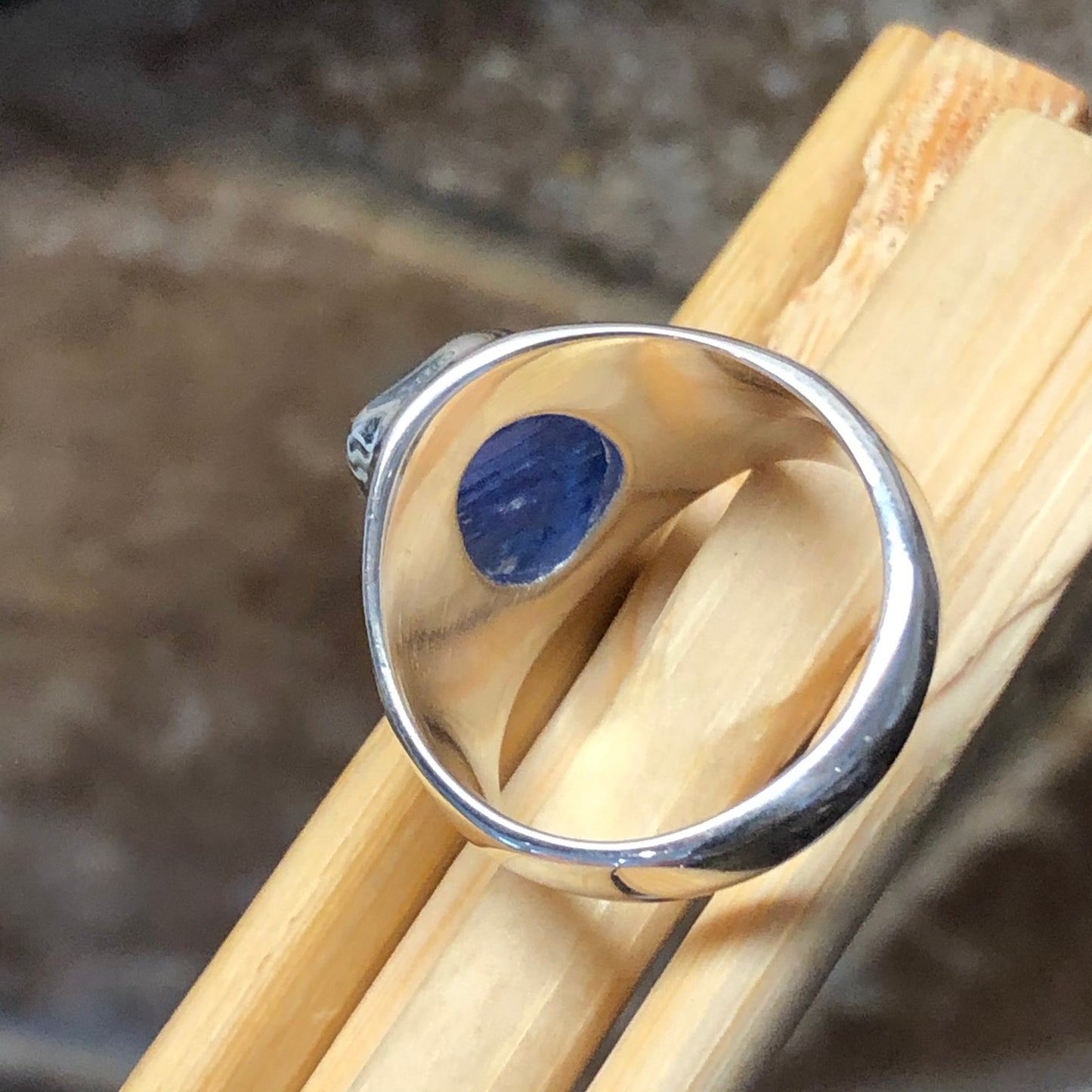 Natural Cluster Tanzanite 925 Solid Sterling Silver Men's Ring Size 7 - Natural Rocks by Kala