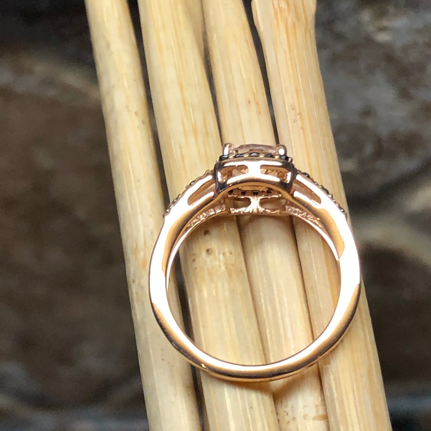 Natural 1ct Peach Morganite, Spinel 14k Rose Gold Over Sterling Silver Engagement Ring Size 5, 6, 7, 8, 9 - Natural Rocks by Kala