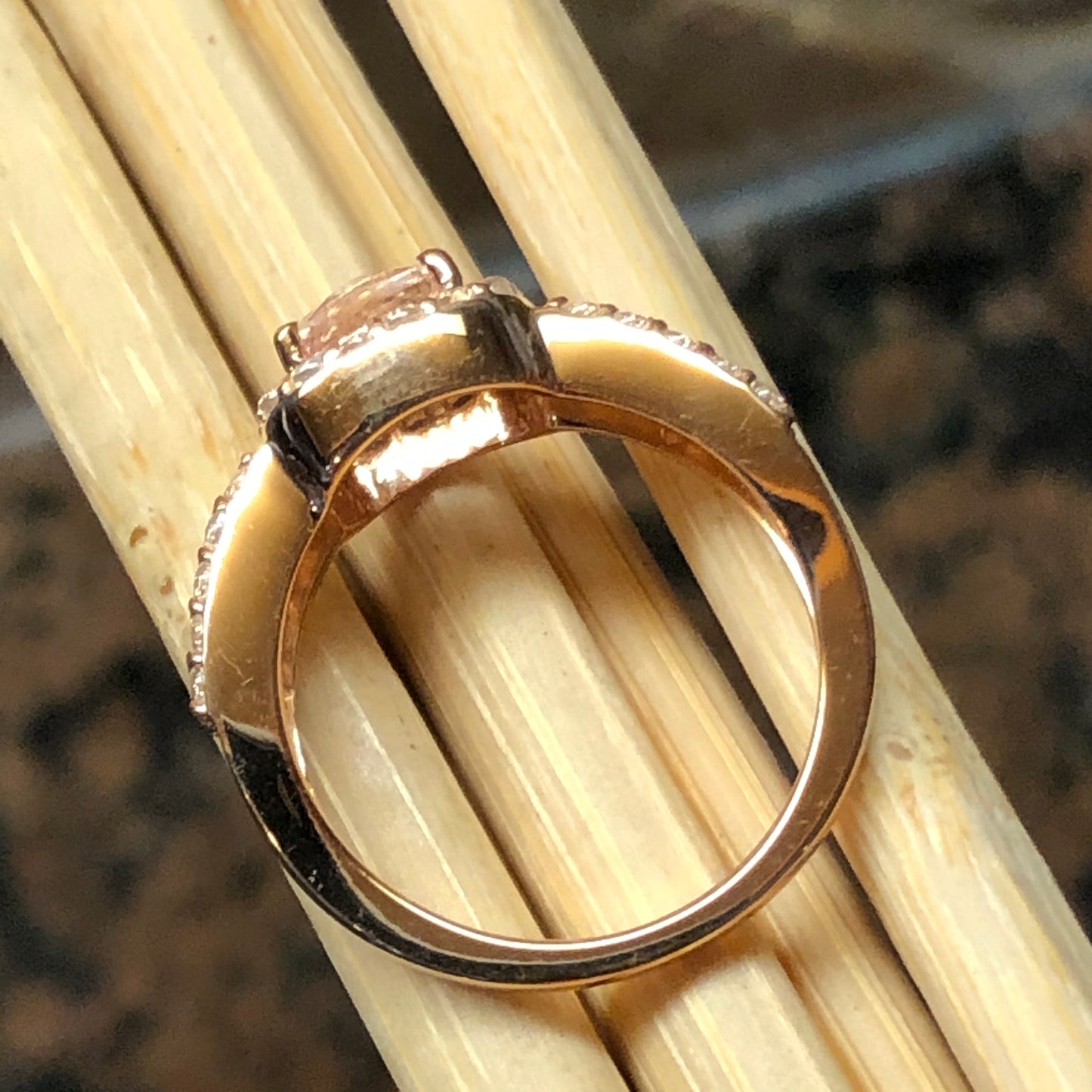 Natural 1.25ct Peach Morganite 14k Rose Gold Over Sterling Silver Engagement Ring Size 5, 6, 7, 8, 9 - Natural Rocks by Kala