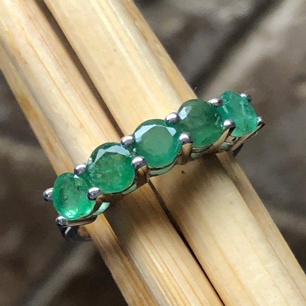 Natural 2.5ct Green Emerald 925 Solid Sterling Silver Ring Size 5, 6, 7, 8, 9 - Natural Rocks by Kala