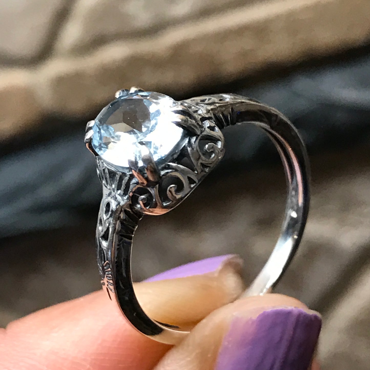Natural 2ct Aquamarine 925 Solid Sterling Silver Engagement Ring Size 5, 6, 7, 8, 9 - Natural Rocks by Kala