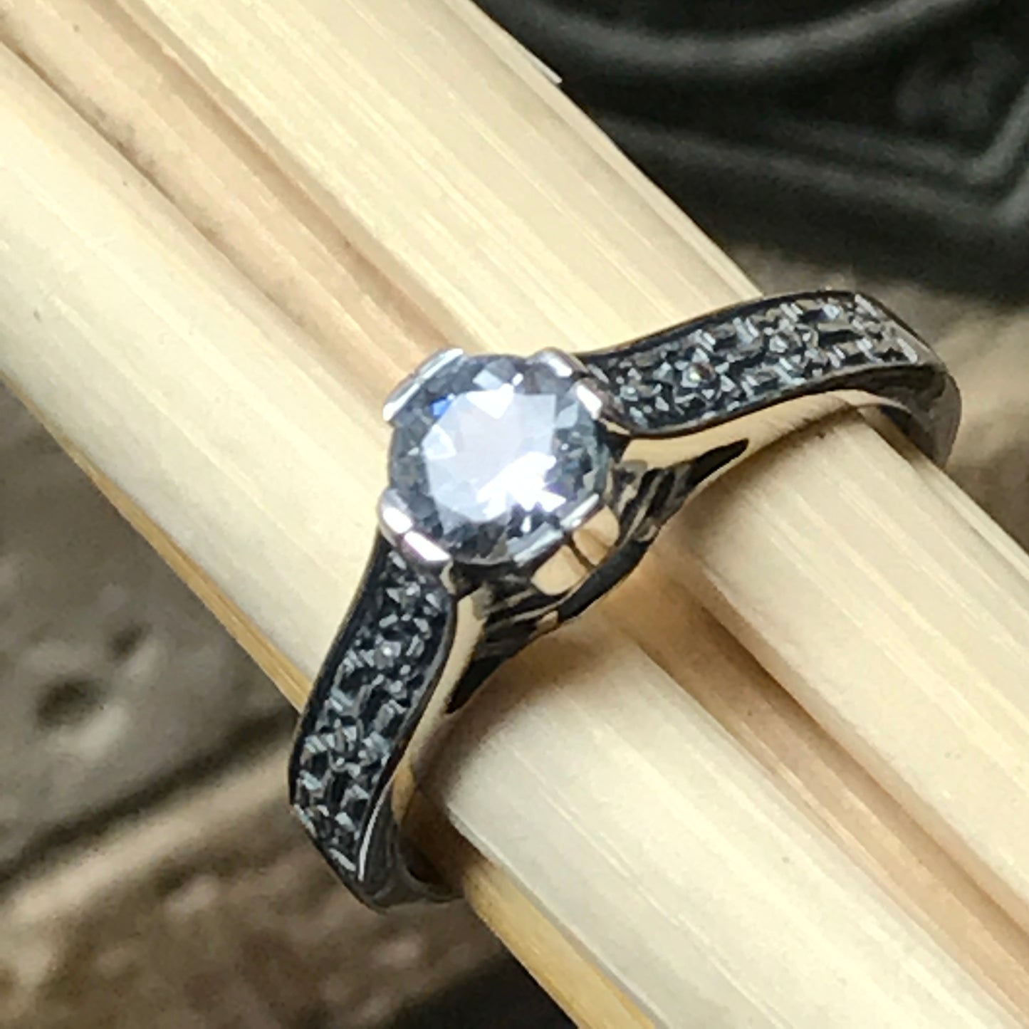 Natural Aquamarine 925 Solid Sterling Silver Engagement Ring Size 5, 6, 7, 8, 9 - Natural Rocks by Kala