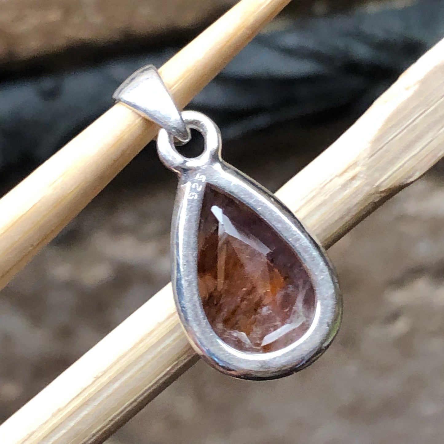 Natural Cacoxenite 925 Solid Sterling Silver Pendant 25mm - Natural Rocks by Kala