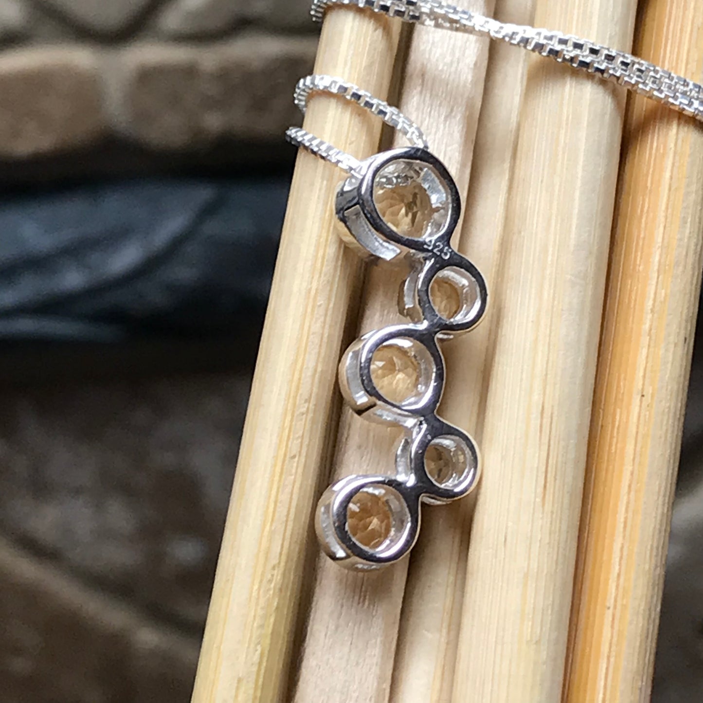 Natural 2.5ct Golden Citrine 925 Solid Sterling Silver Pendant Necklace 20'' - Natural Rocks by Kala