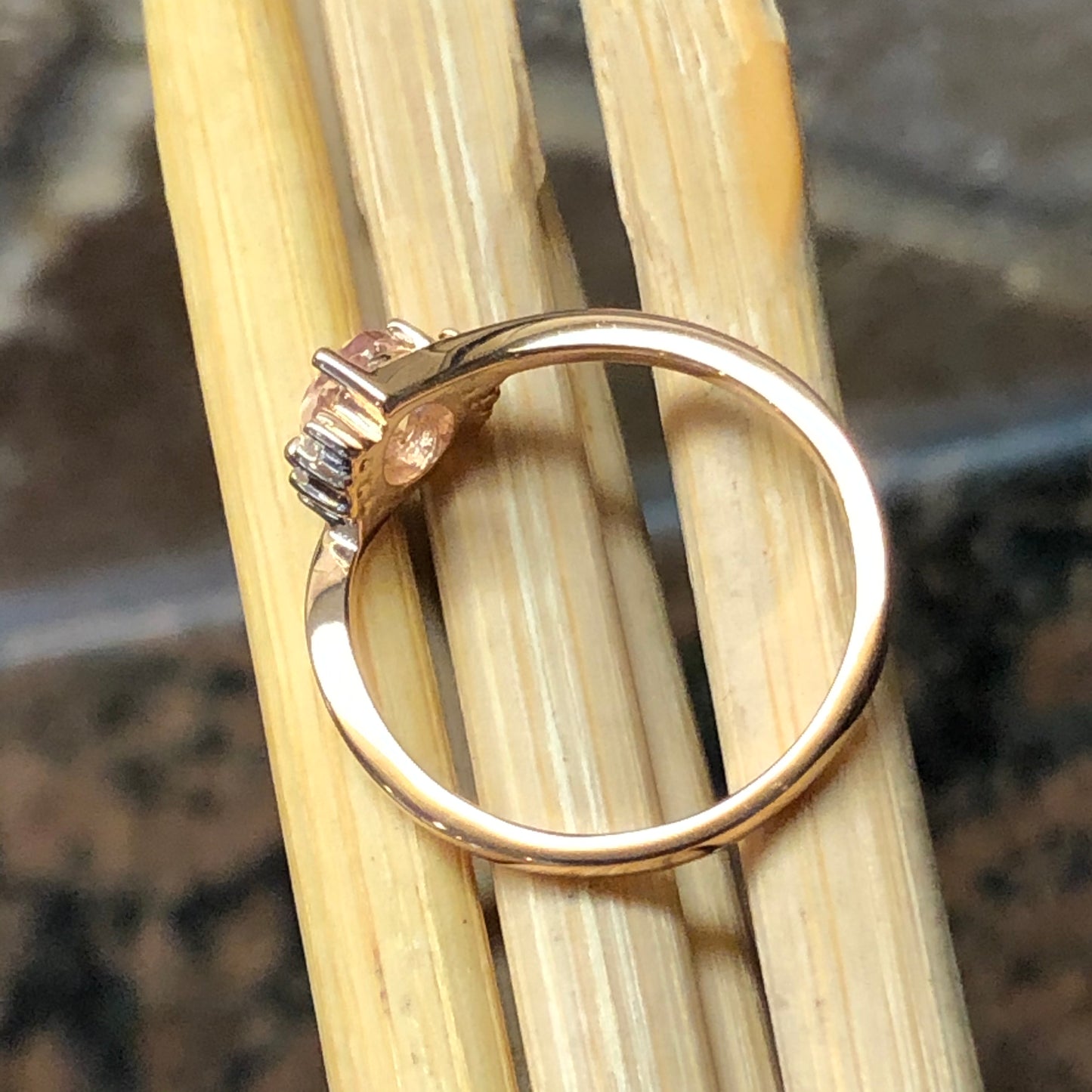 Natural 1ct Morganite 14k Rose Gold Over Silver Engagement Ring Size 5, 6, 7, 8, 9 - Natural Rocks by Kala