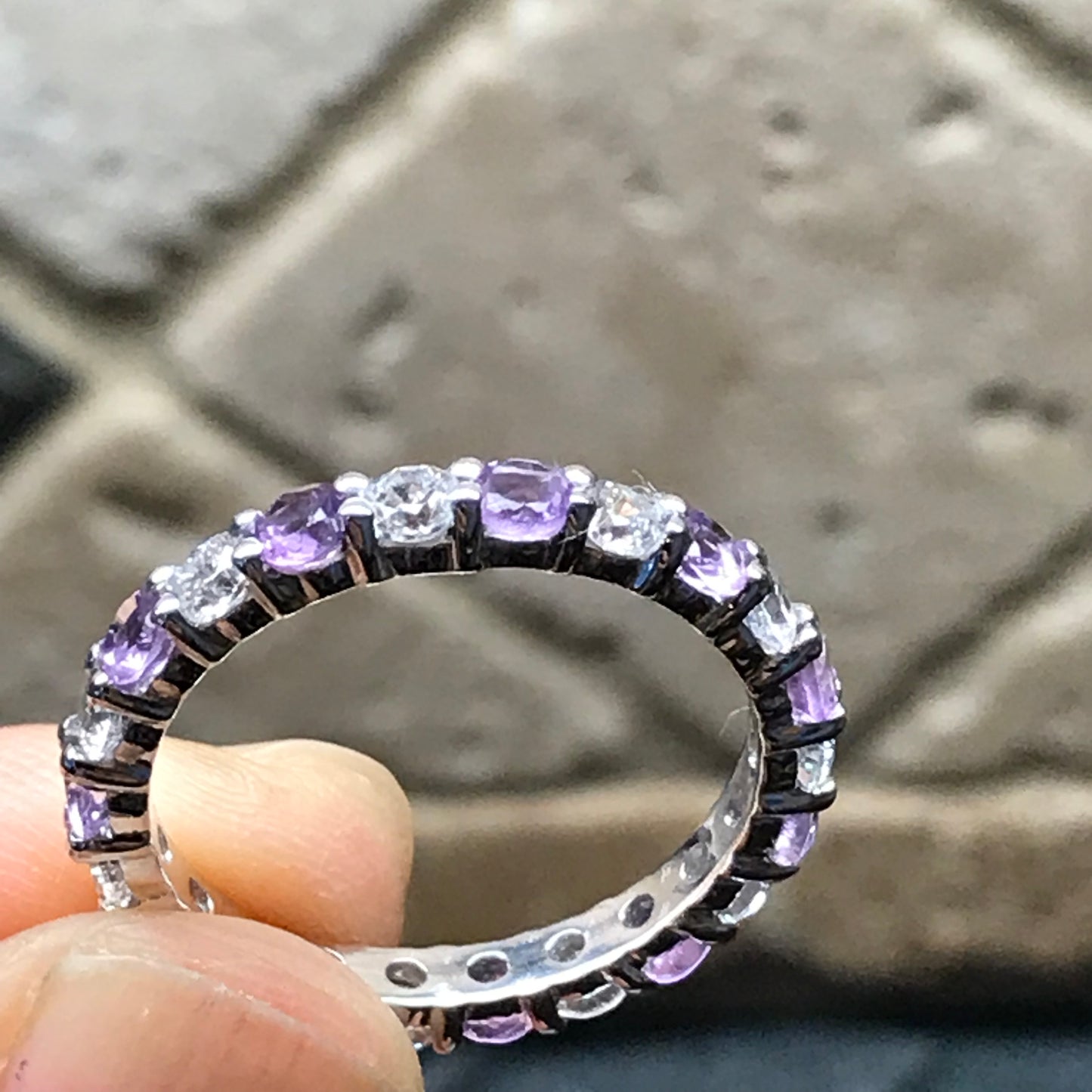 Natural Purple Amethyst 925 Solid Sterling Silver Ring Size 7.25, 8 - Natural Rocks by Kala