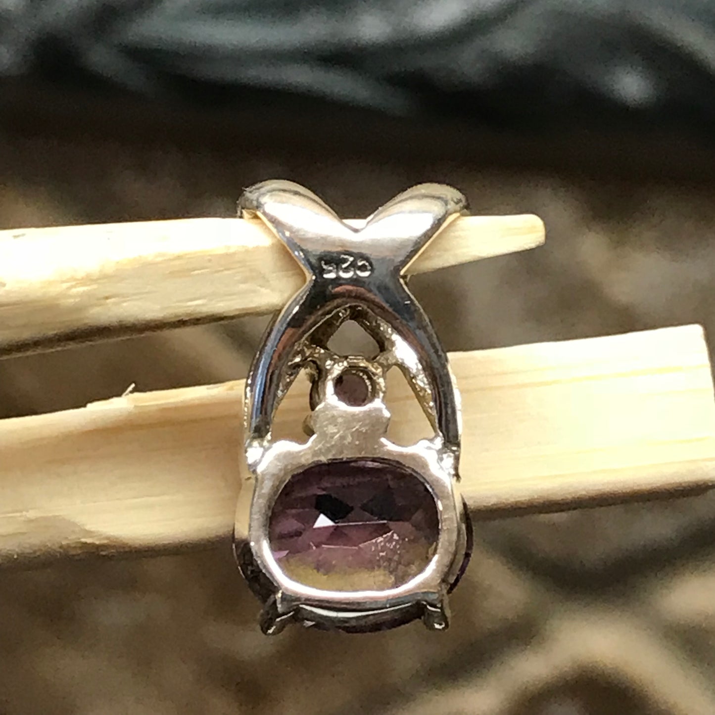 Natural 2ct Amethyst 925 Solid Sterling Silver Pendant 18mm - Natural Rocks by Kala