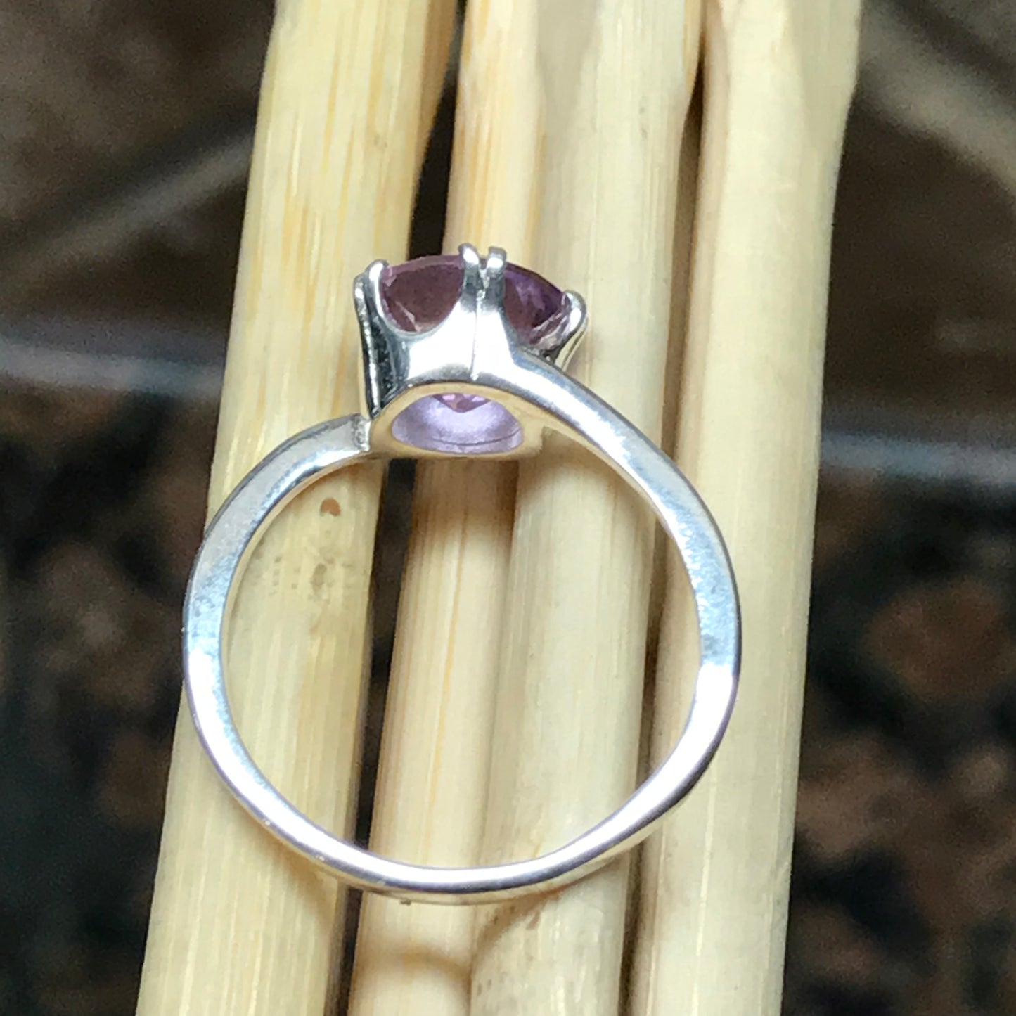 Natural 2ct Purple Amethyst 925 Solid Sterling Silver Ring Size 6, 7, 8 - Natural Rocks by Kala