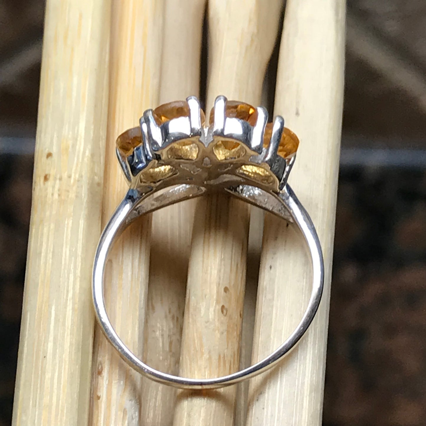 Natural 4ct Golden Citrine 925 Solid Sterling Silver Ring Size 6, 7, 8, 9 - Natural Rocks by Kala