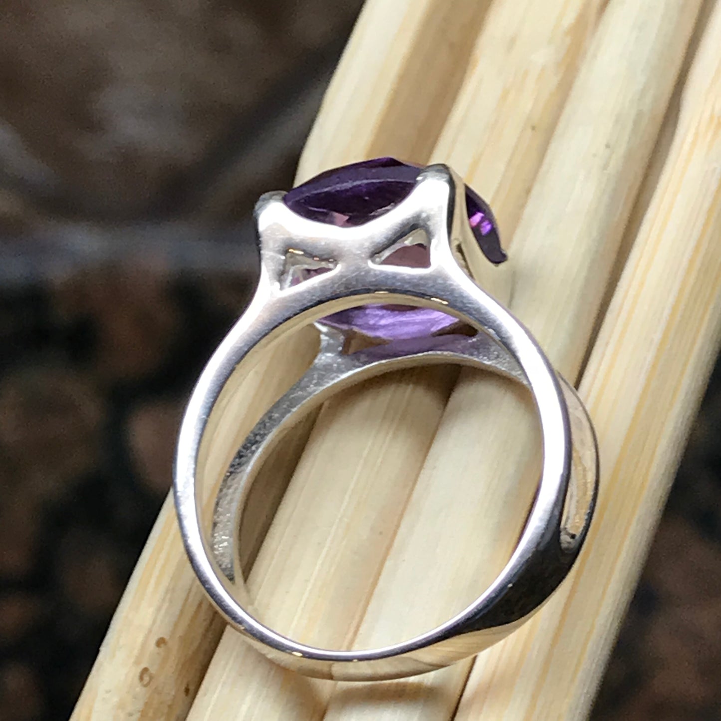 Natural 4ct Purple Amethyst 925 Solid Sterling Silver Ring Size 7, 8 - Natural Rocks by Kala