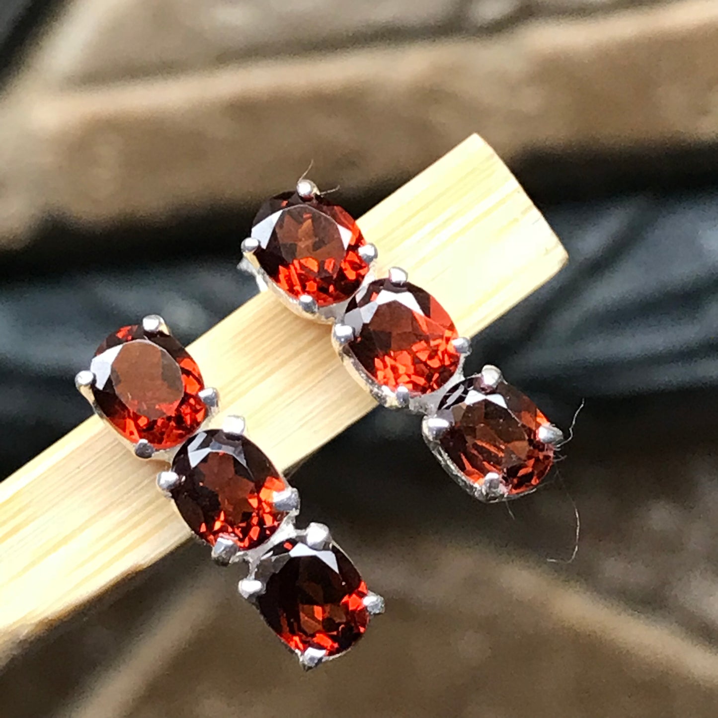 Natural 2ct Pyrope Garnet 925 Solid Sterling Silver Earrings 14mm - Natural Rocks by Kala