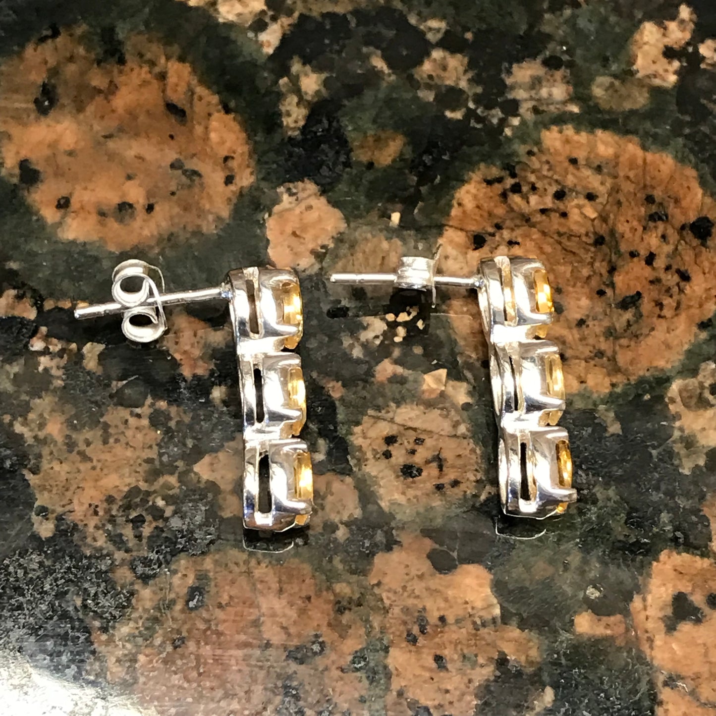 Natural 2.5ct Citrine 925 Solid Sterling Silver Earrings 16mm - Natural Rocks by Kala