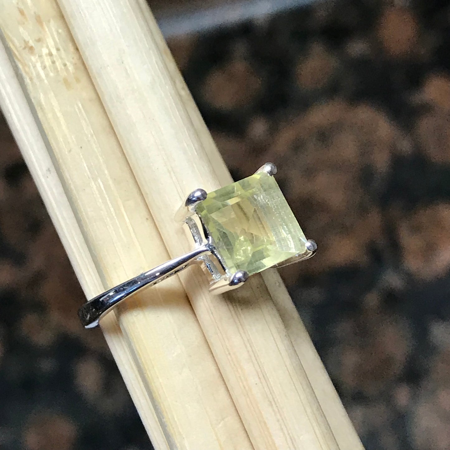 Natural 2ct Lemon Citrine 925 Solid Sterling Silver Ring Size 5.75, 6.75 - Natural Rocks by Kala