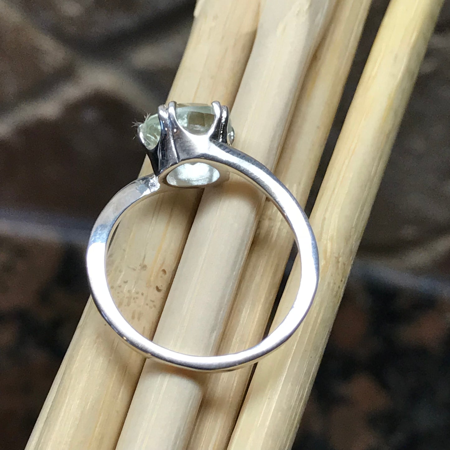 Natural 1.25ct Green Amethyst 925 Solid Sterling Silver Engagement Ring Size 5, 6, 7 - Natural Rocks by Kala