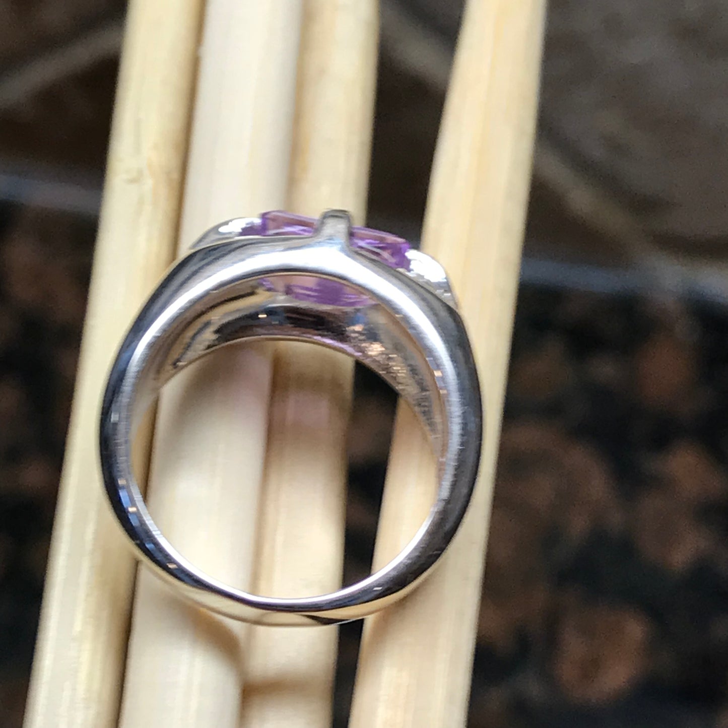 Natural 2ct Amethyst 925 Solid Sterling Silver Unisex Ring Size 6, 7, 8, 9 - Natural Rocks by Kala