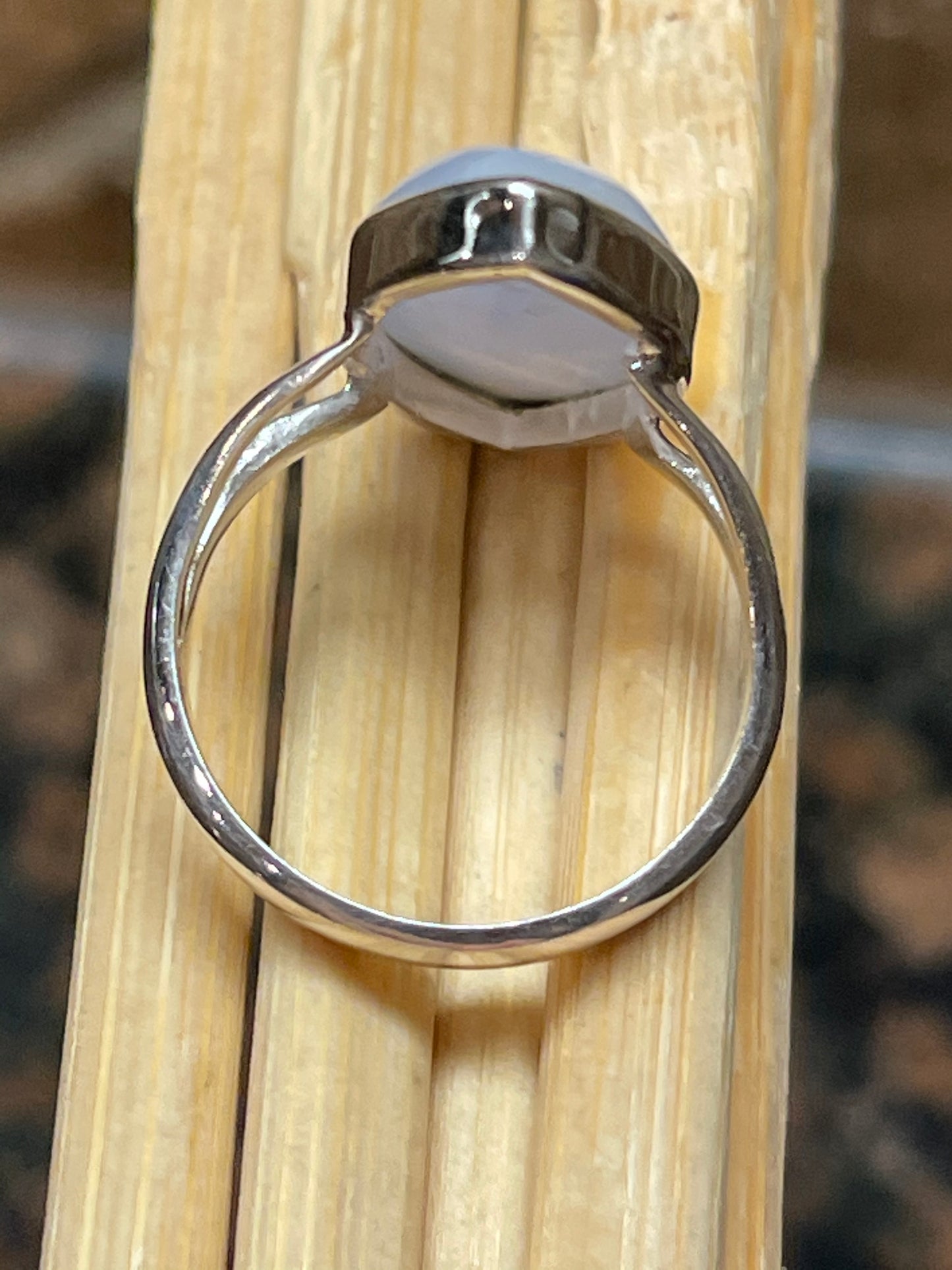 Natural Blue Lace Agate 925 Sterling Silver Ring Size 7.5 - Natural Rocks by Kala