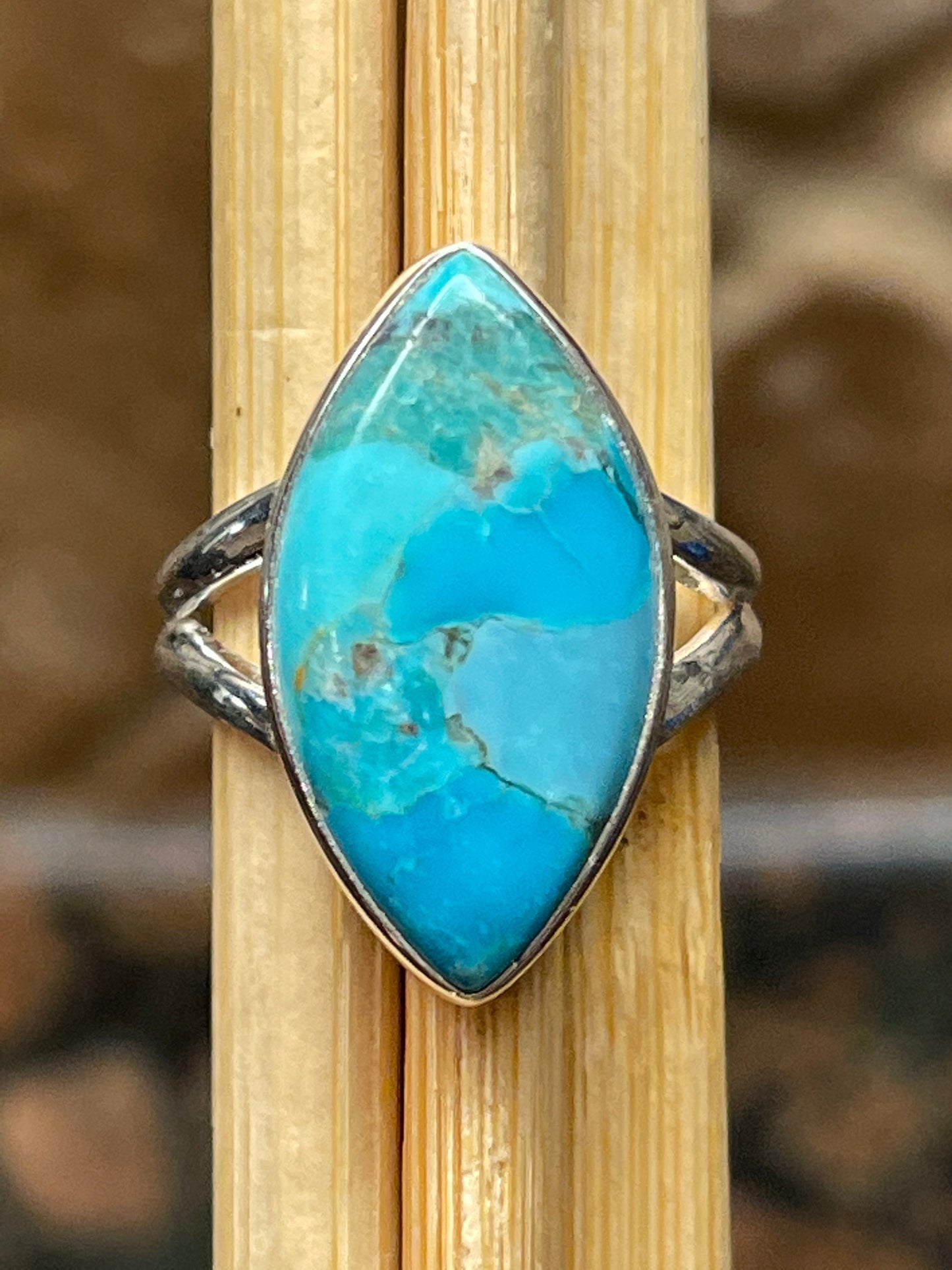 Gorgeous Blue Turquoise 925 Solid Sterling Silver Ring Size 6 - Natural Rocks by Kala