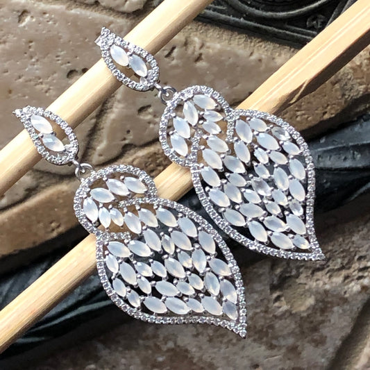 Natural Rainbow Moonstone 925 Solid Sterling Silver Earrings 55mm - Natural Rocks by Kala