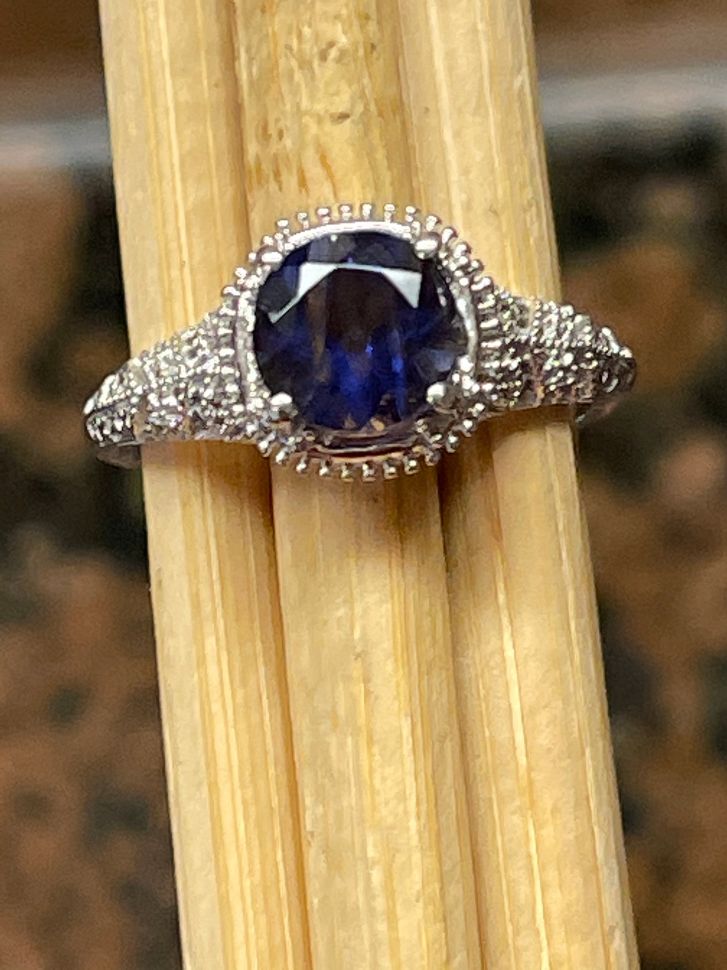 Natural 2ct Iolite 925 Solid Sterling Silver Engagement Ring Size 5, 6, 7, 8, 9 - Natural Rocks by Kala
