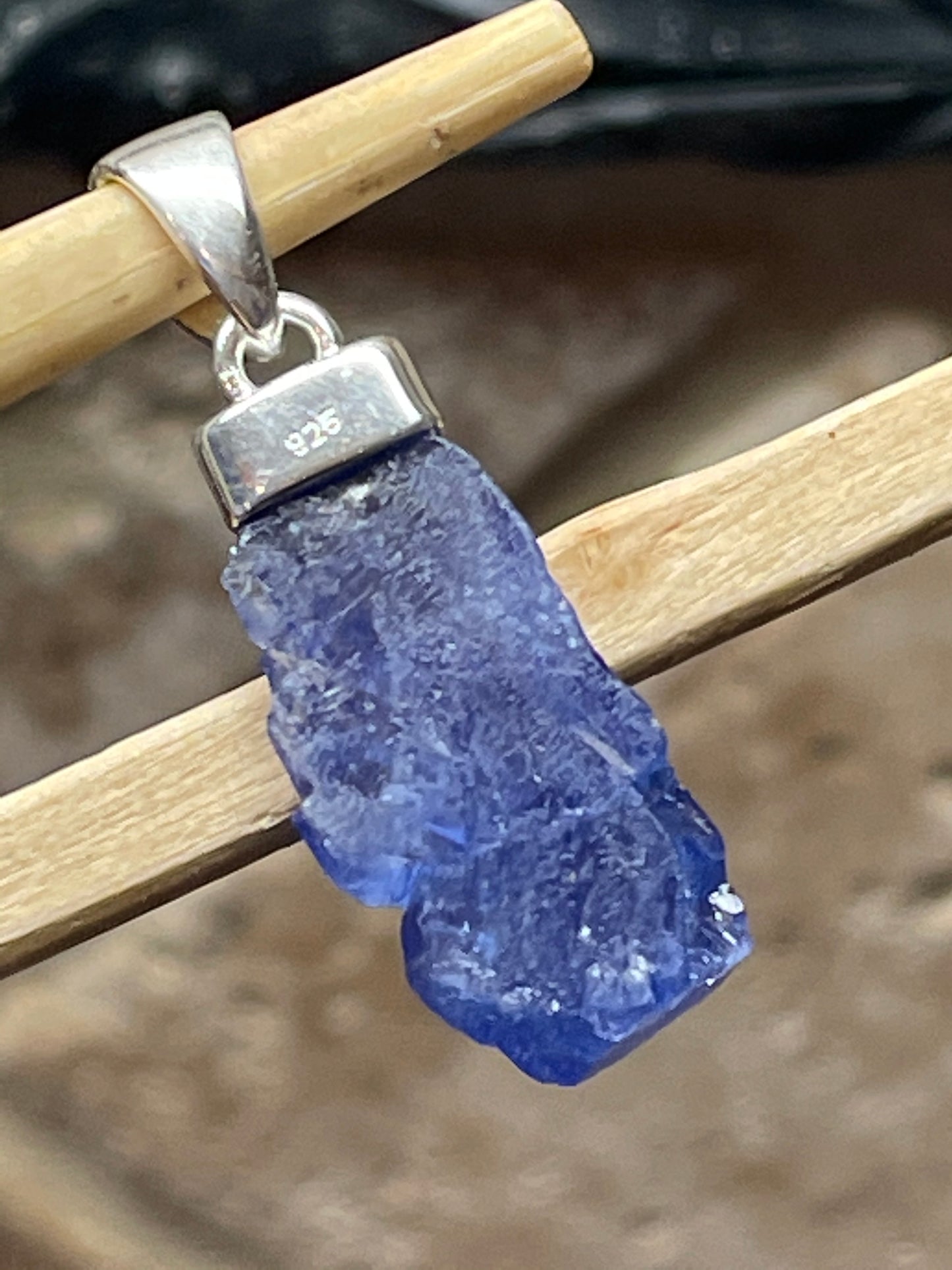 Natural Cluster Tanzanite 925 Solid Sterling Silver Pendant 35mm - Natural Rocks by Kala