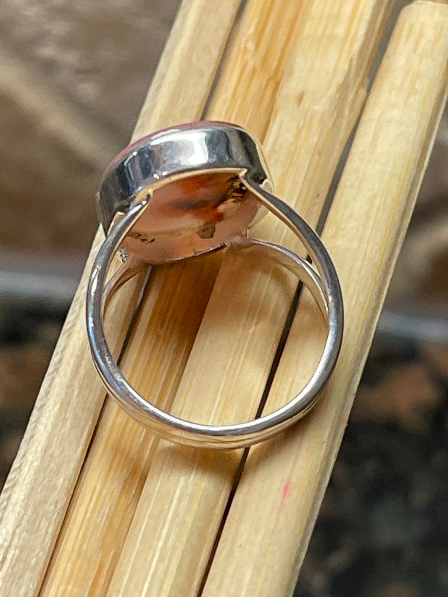 Genuine Georgian Scenic Dendritic Agate 925 Sterling Silver Ring Size 6.5 - Natural Rocks by Kala