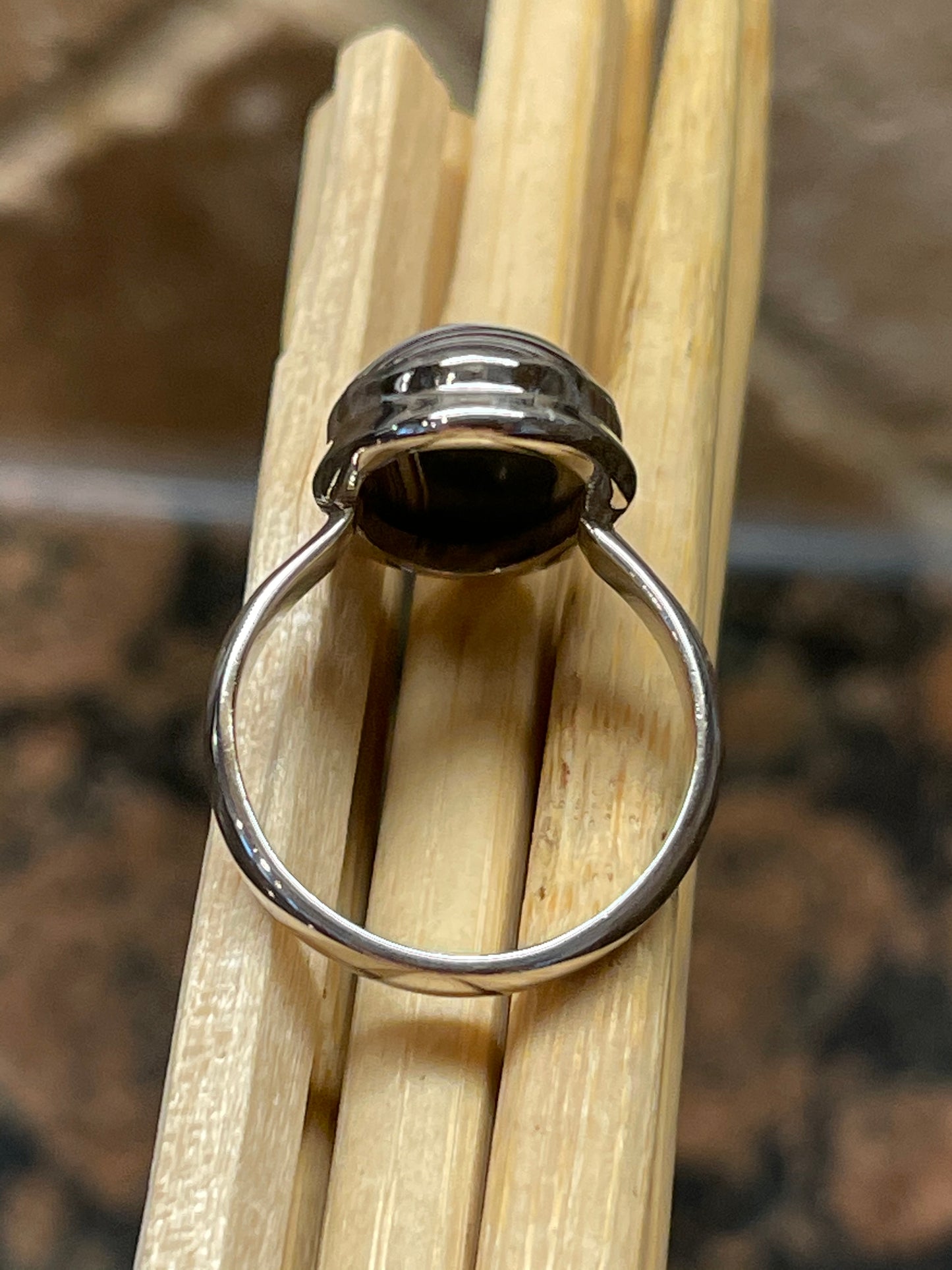 Gorgeous Fordite Agate 925 Solid Sterling Silver Ring Size 8 - Natural Rocks by Kala