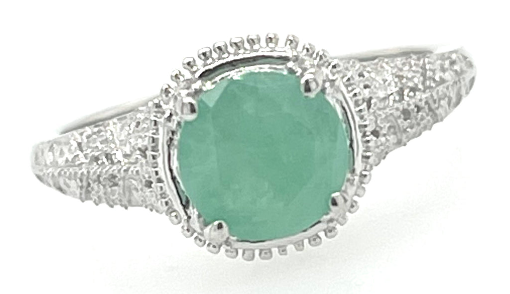 Natural Green Emerald 925 Solid Sterling Silver Engagement Ring Size 5, 6, 7, 8, 9 - Natural Rocks by Kala