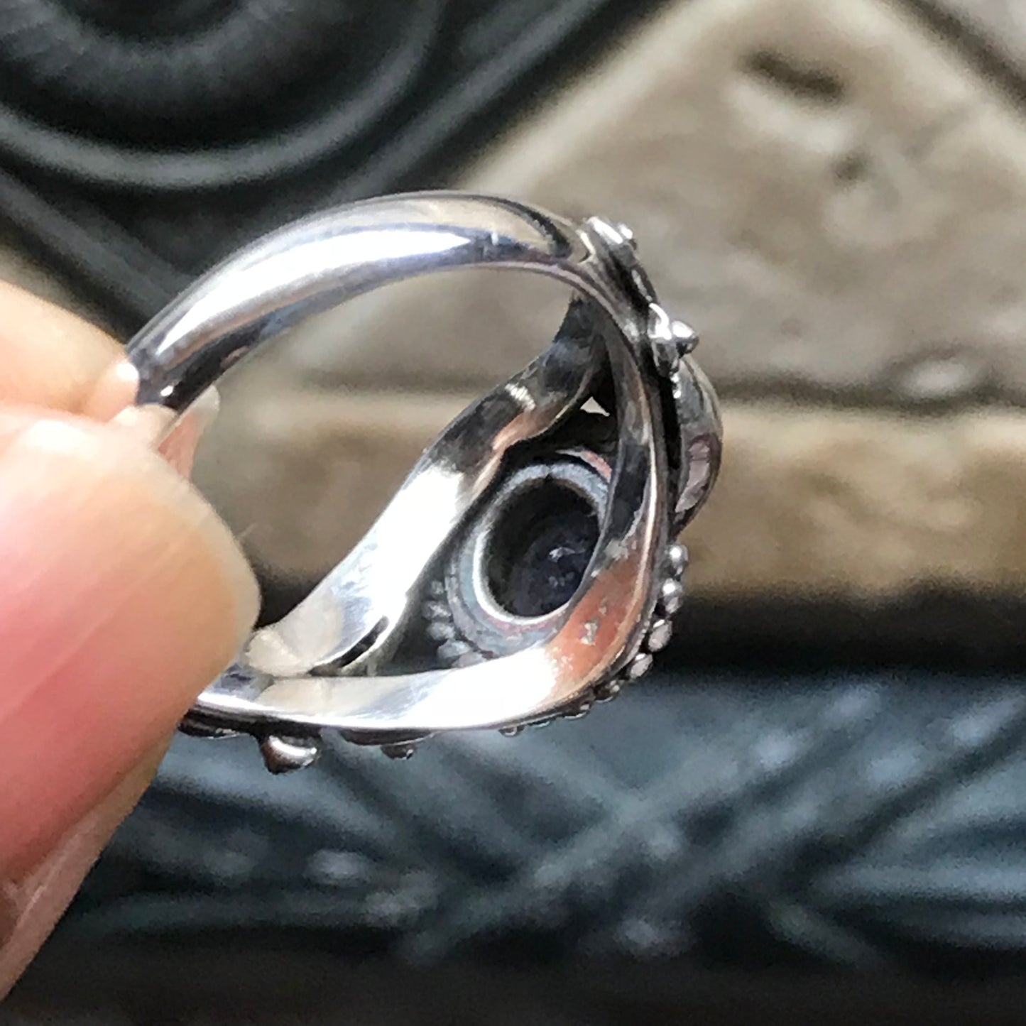 Genuine 1ct Iolite 925 Solid Sterling Silver Engagement Ring Size 6.25, 6.75, 7.75, 9.5 - Natural Rocks by Kala