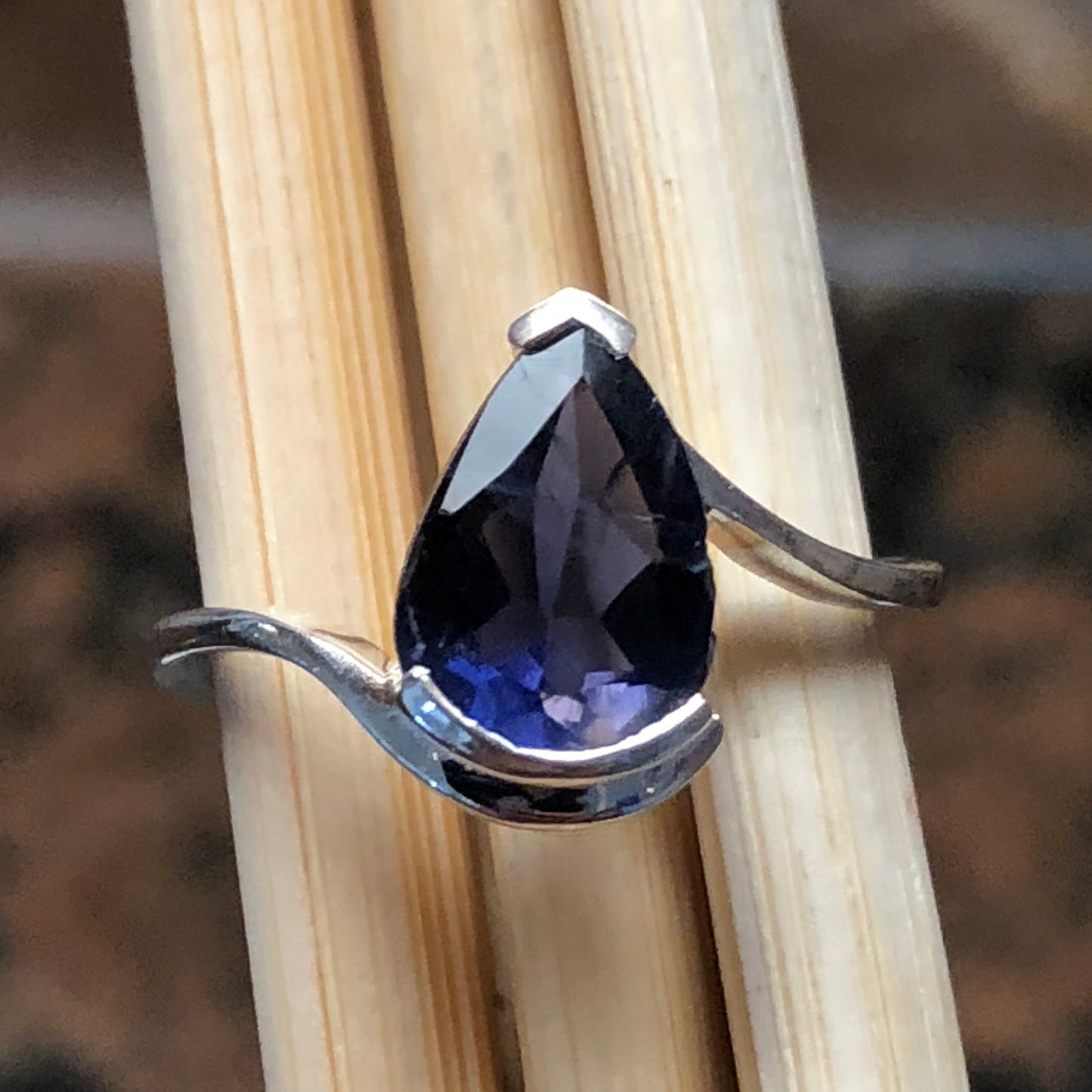 Natural 1.5ct Iolite 925 Sterling Silver Ring Size 6, 8 - Natural Rocks by Kala