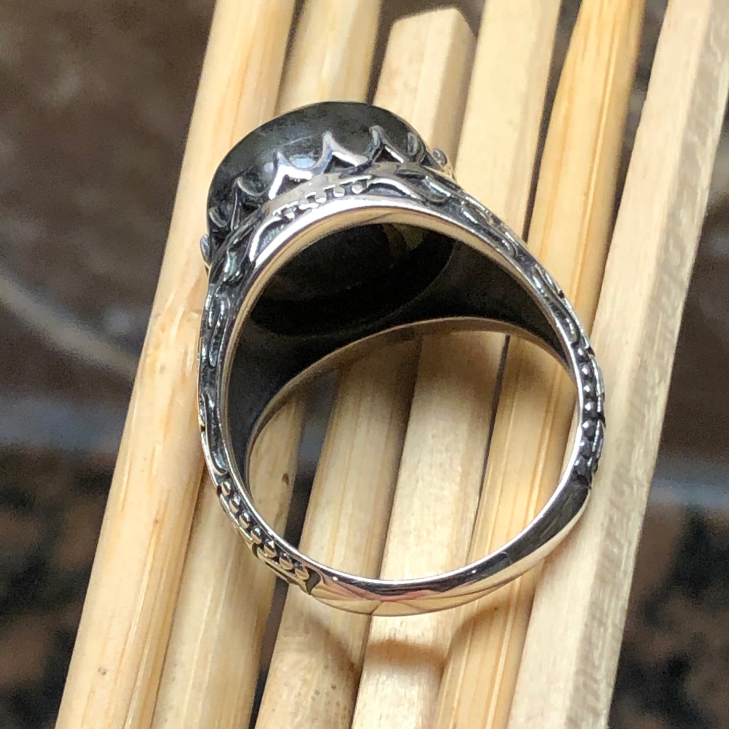 Natural Blue Labradorite 925 Solid Sterling Silver Men's Ring Size 8, 9, 10, 11, 12, 13 - Natural Rocks by Kala