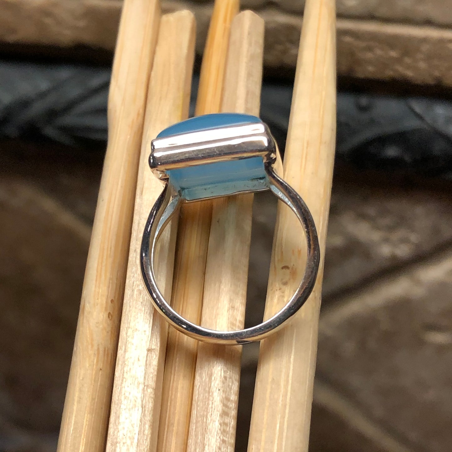 Natural Blue Chalcedony 925 Solid Sterling Silver Ring Size 7 - Natural Rocks by Kala