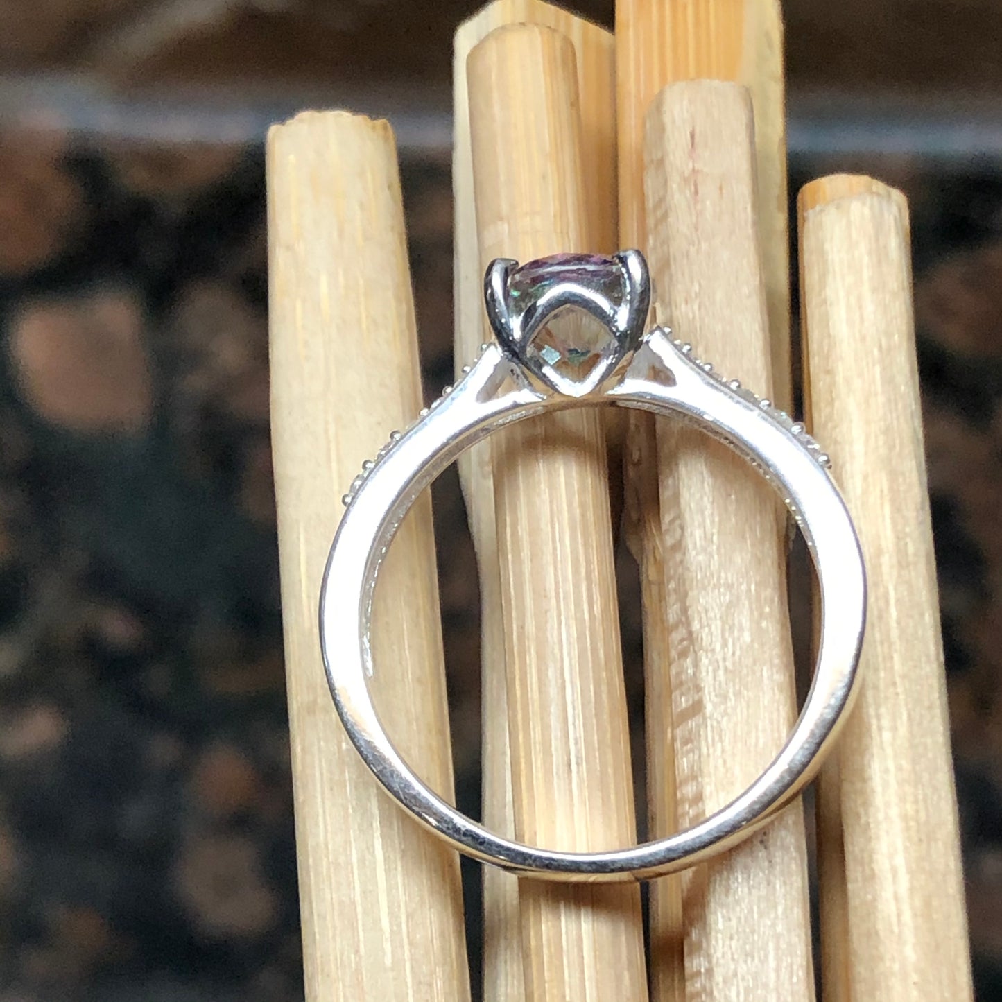 Designer 1ct Mystic Topaz 925 Solid Sterling Silver Ring Size 6, 7, 8, 9 - Natural Rocks by Kala