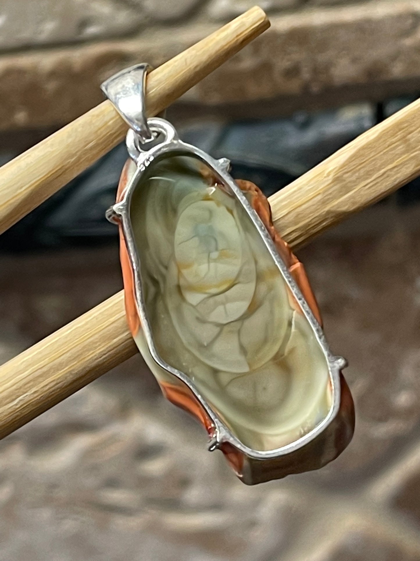 Natural Royal Imperial Jasper 925 Solid Sterling Silver Jade Green Color Pendant 42mm - Natural Rocks by Kala