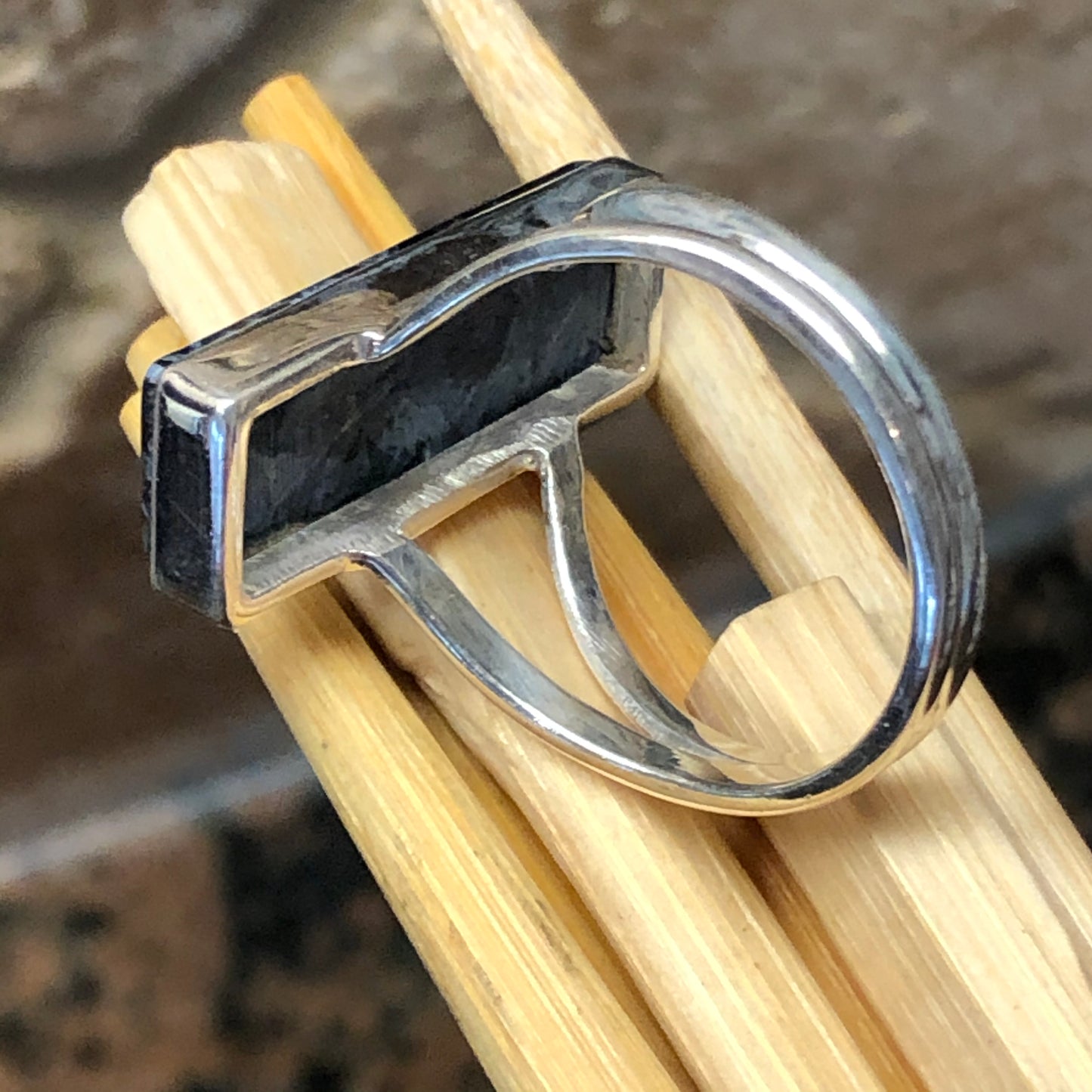 Genuine Blue Pietersite 925 Solid Sterling Silver Ring Size 10.25 - Natural Rocks by Kala