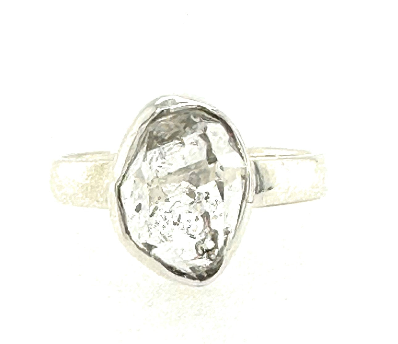Natural Herkimer Diamond 925 Solid Sterling Silver Engagement Ring Size 7.75 - Natural Rocks by Kala