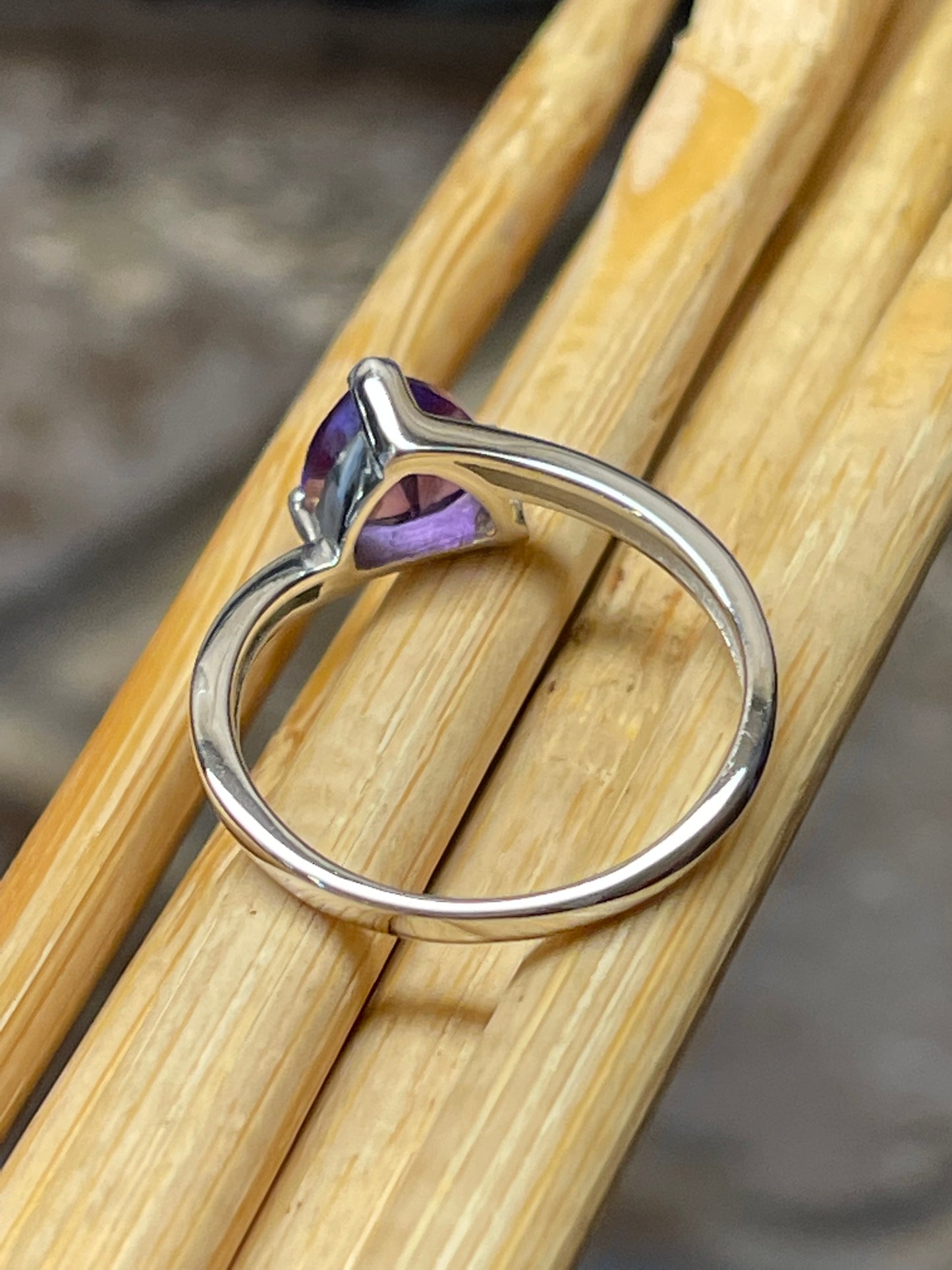 Genuine 1ct Amethyst 925 Solid Sterling Silver Engagement Ring Size 5, 6, 7, 8, 9 - Natural Rocks by Kala