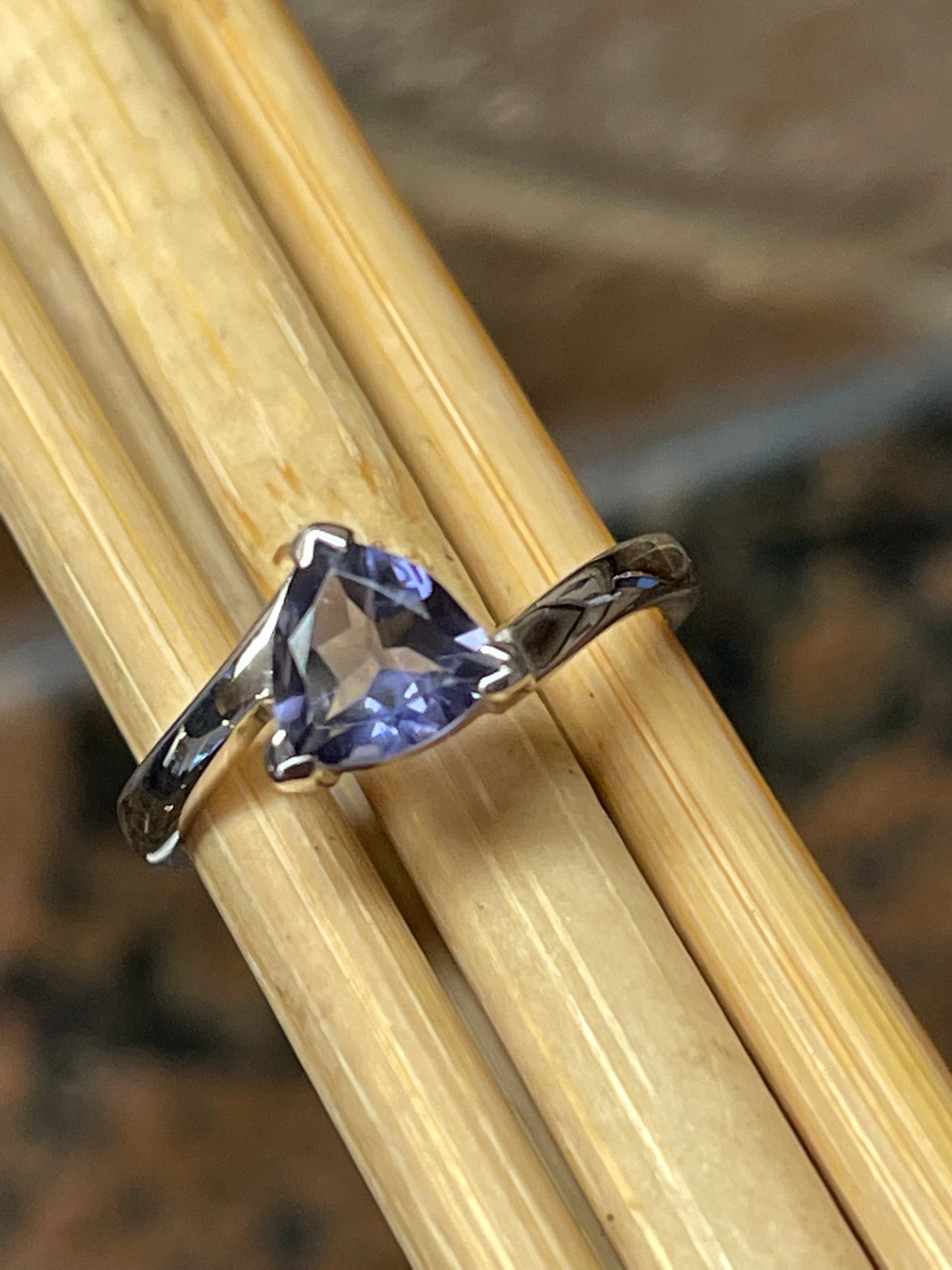 Natural 1ct Iolite 925 Solid Sterling Silver Engagement Ring Size 5, 6, 7, 8, 9 - Natural Rocks by Kala