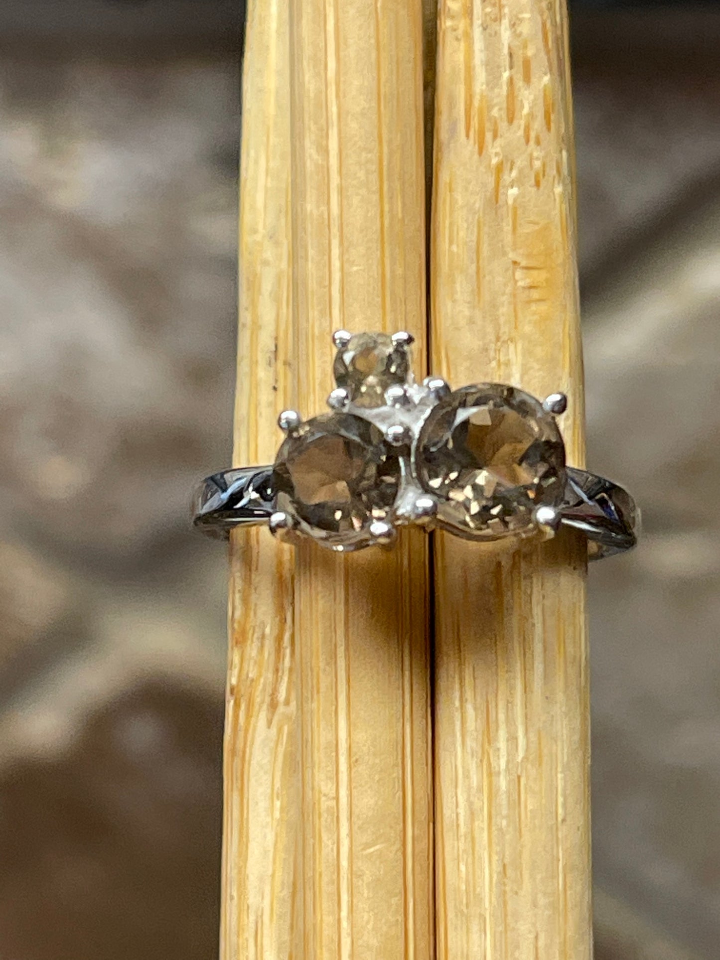Genuine 2ct Smoky Topaz 925 Solid Sterling Silver Ring Size 5, 6, 7, 8, 9 - Natural Rocks by Kala