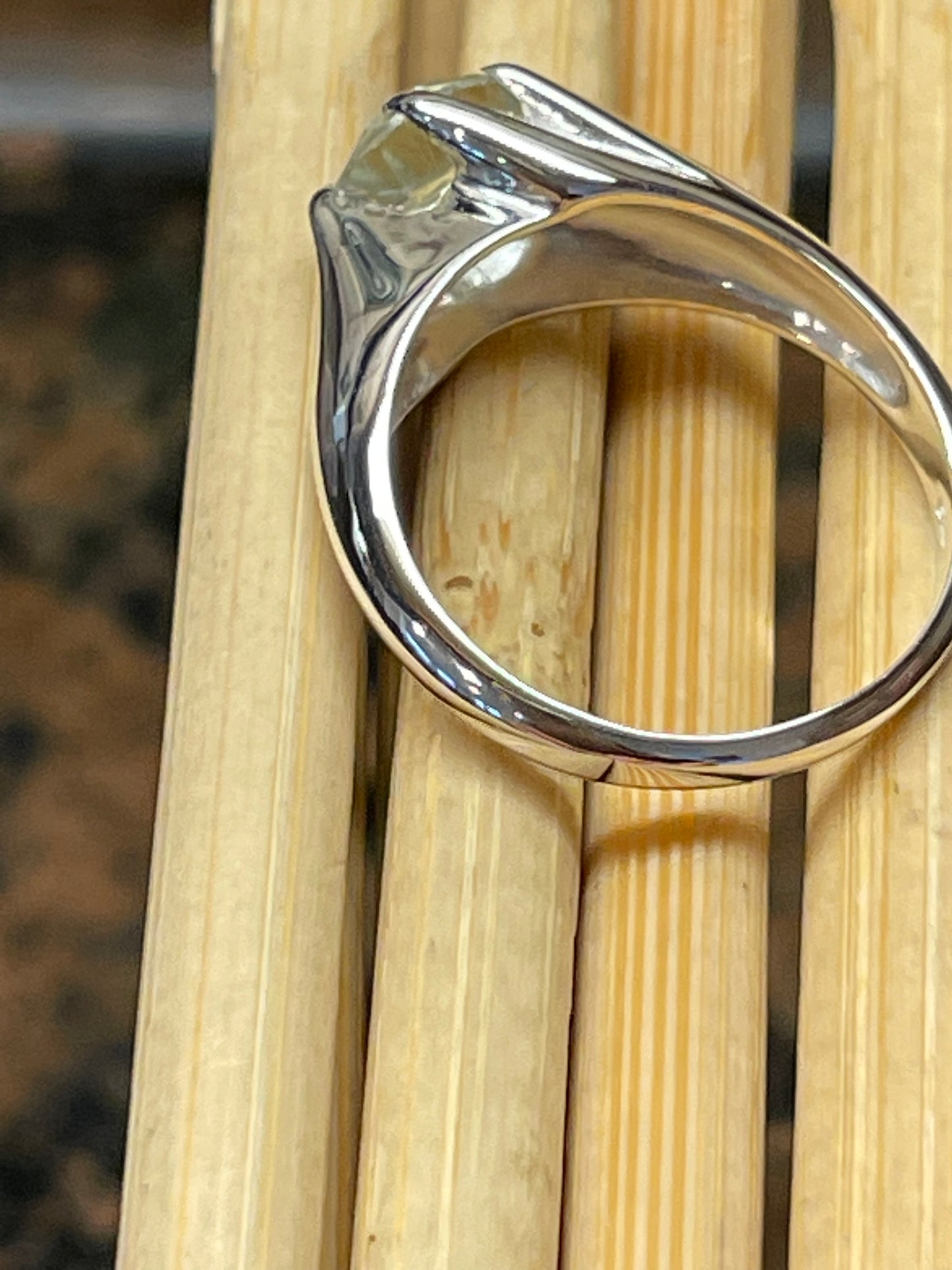 Natural 1.25ct Green Amethyst 925 Solid Sterling Silver Engagement Ring Size 5, 6, 7, 8, 9, - Natural Rocks by Kala