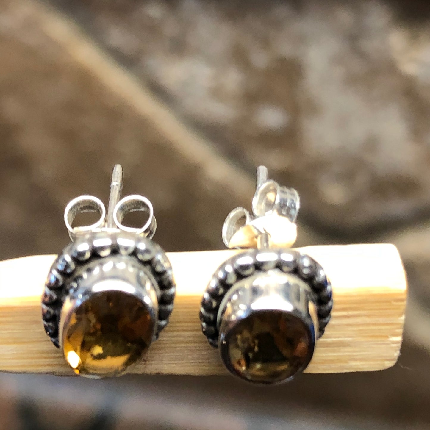 Genuine 2ct Golden Citrine 925 Solid Sterling Silver Earrings 10mm - Natural Rocks by Kala