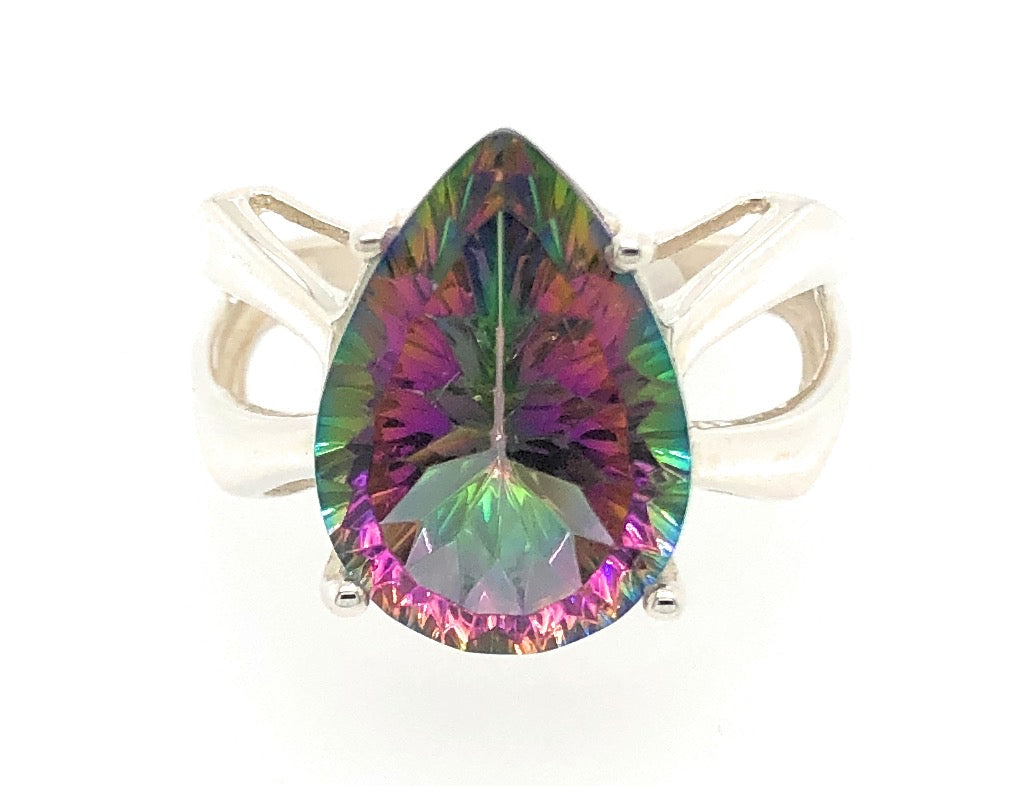 Beautiful 2.5ct Mystic Topaz 925 Solid Sterling Silver Ring Size 6, 8, 9