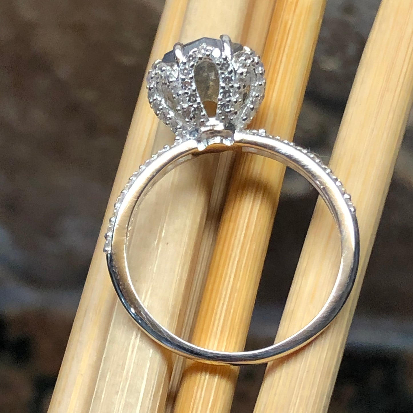 Natural Labradorite 925 Solid Sterling Silver Engagement Ring Size 5, 6, 7, 8, 9 - Natural Rocks by Kala